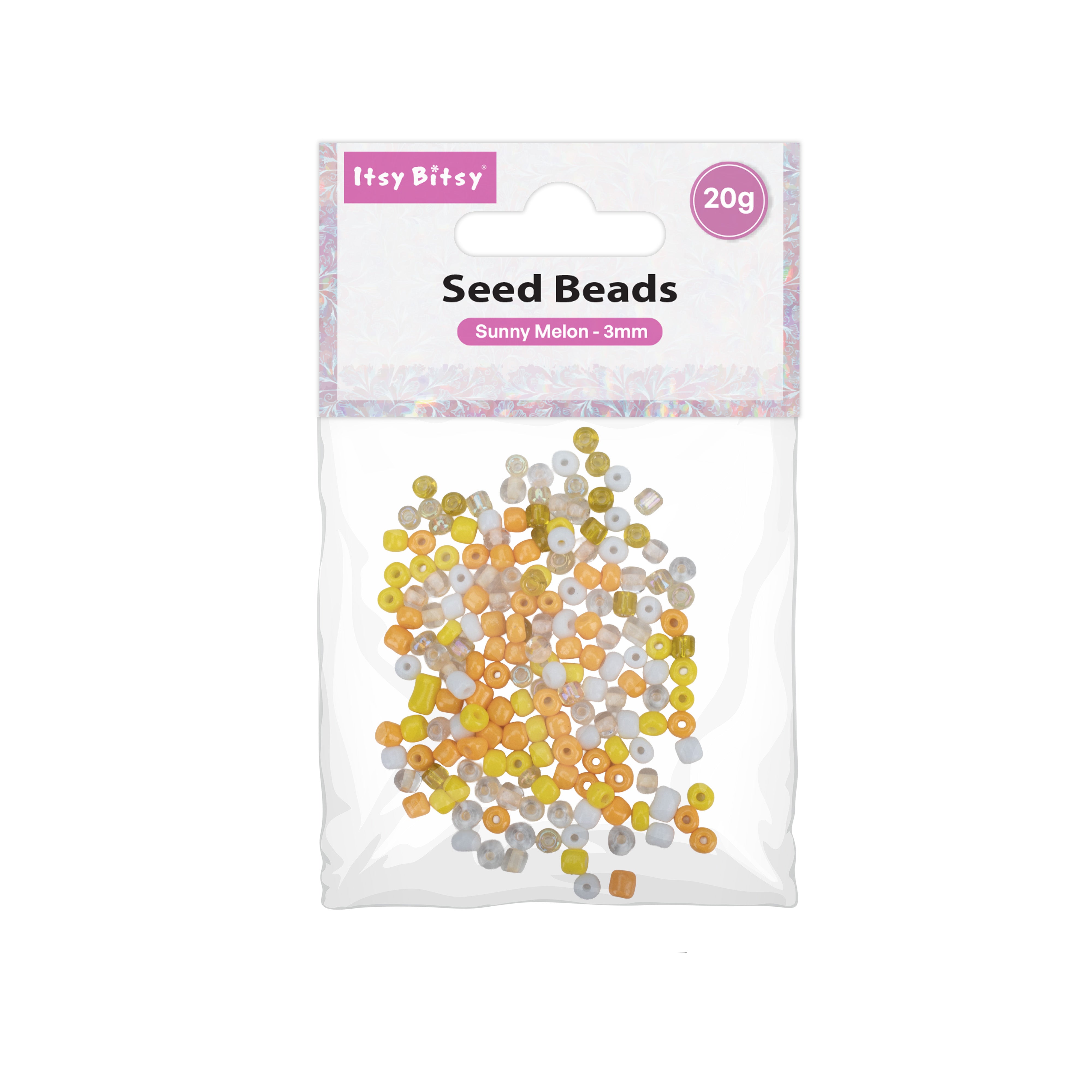 Seed Beads Assorted Sunny Melon 3mm 20gm PBHC IB