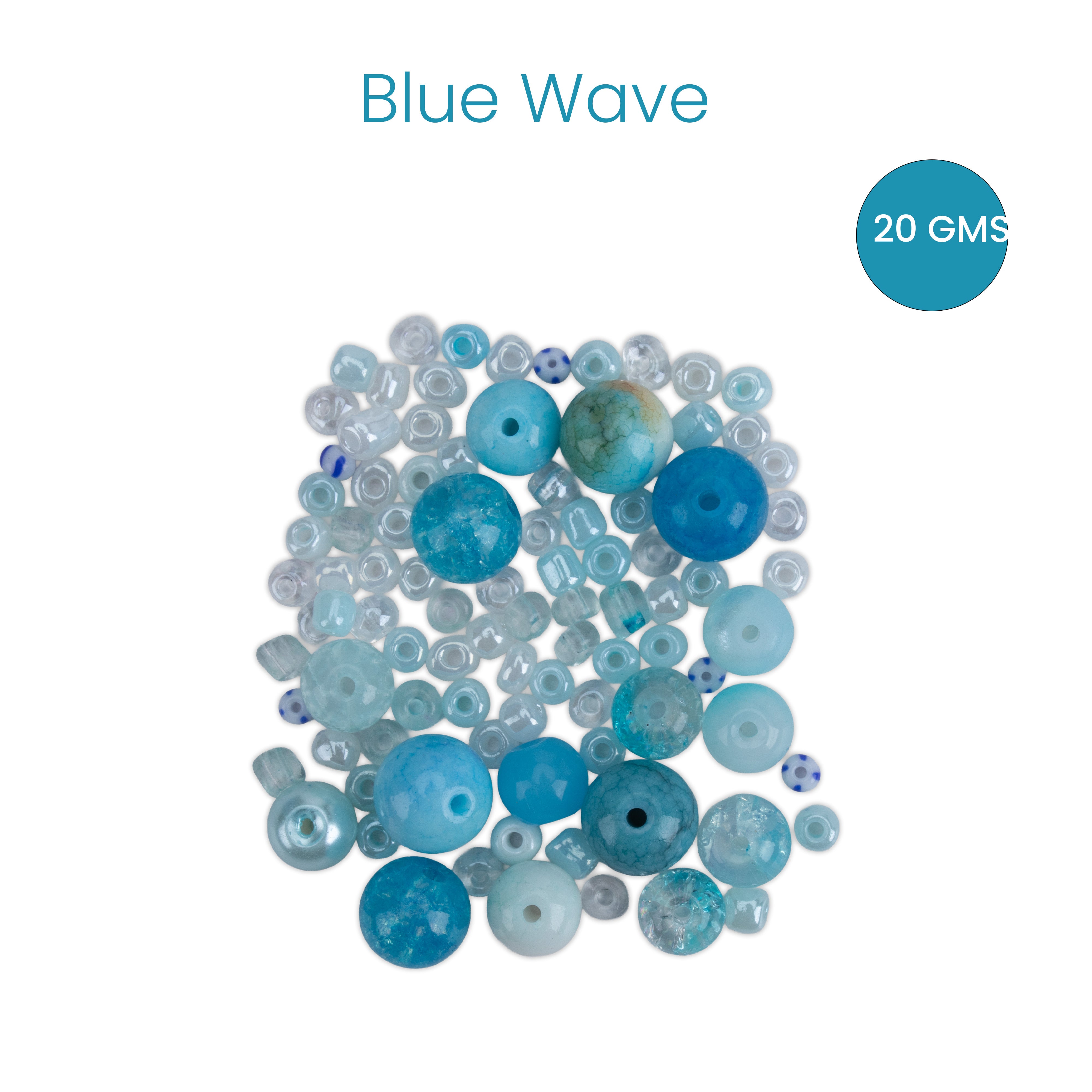 Glass Beads Assorted Sizes Blue Wave 20gm PBHC IB