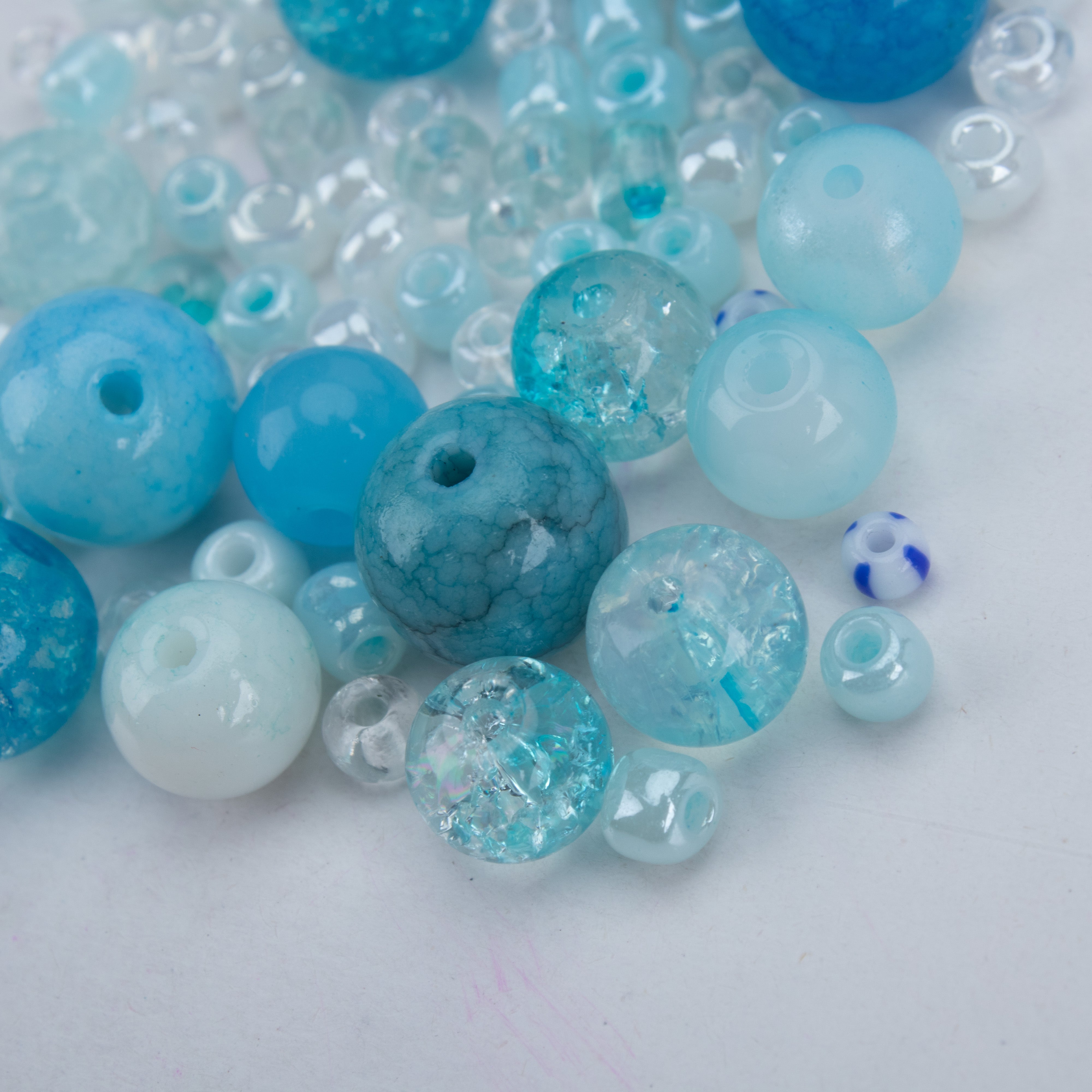 Glass Beads Assorted Sizes Blue Wave 20gm PBHC IB