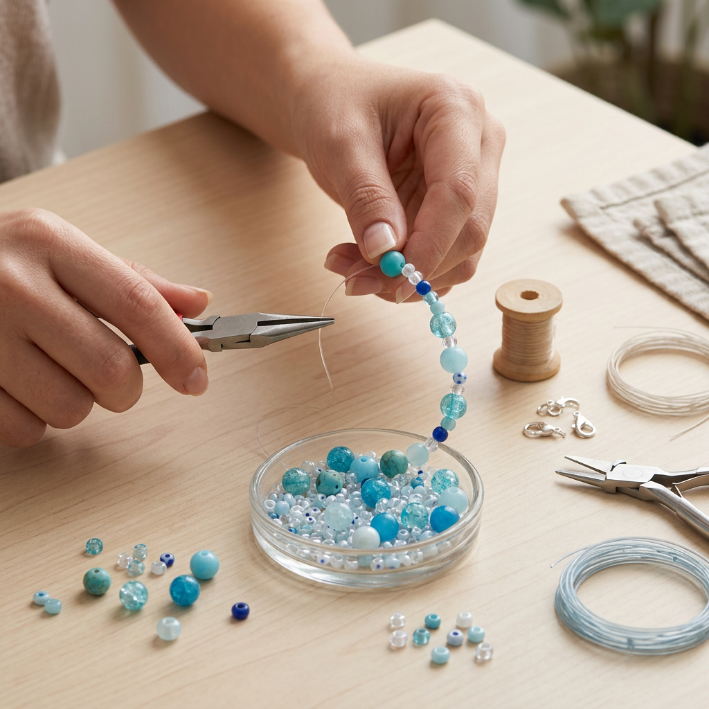 Glass Beads Assorted Sizes Blue Wave 20gm PBHC IB
