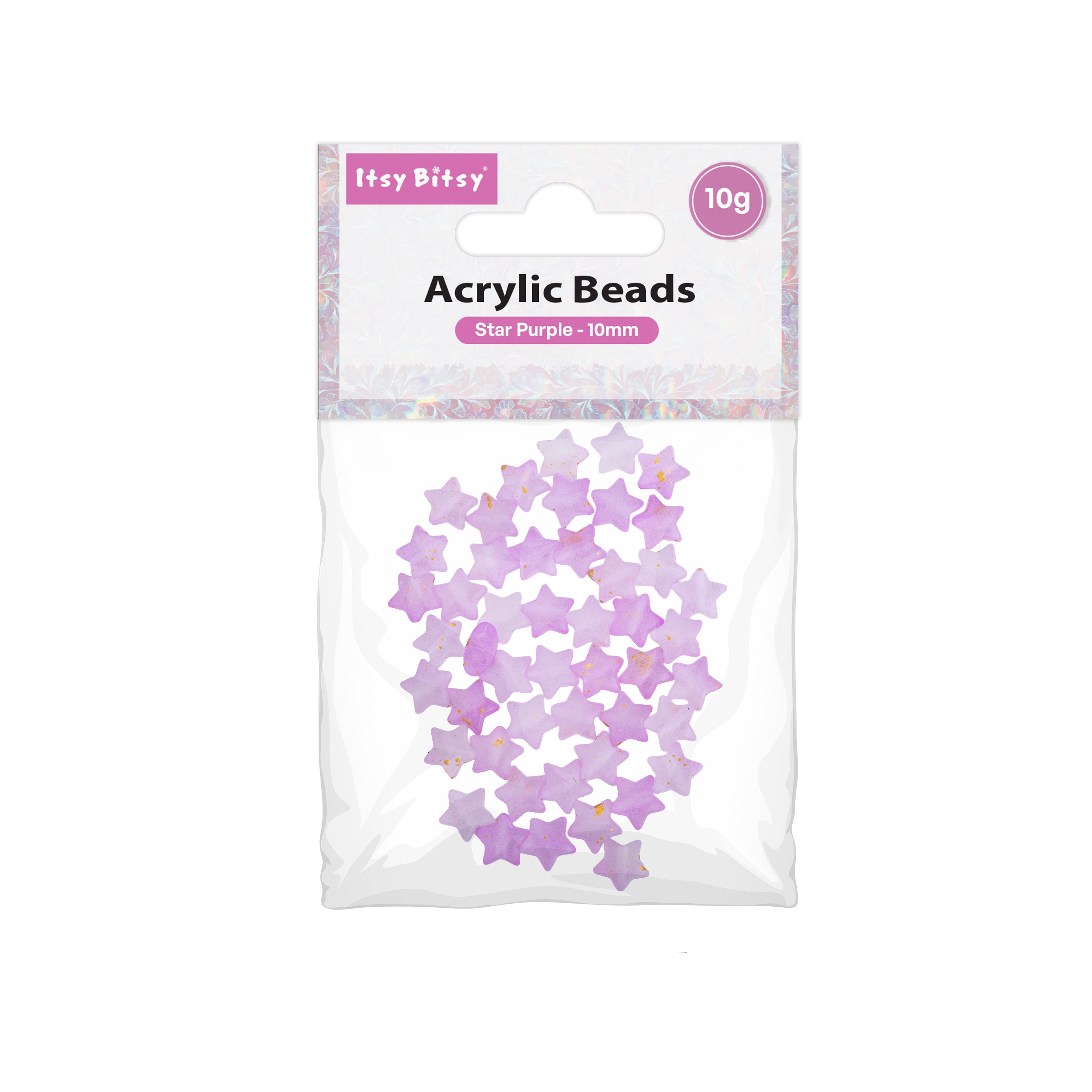 Acrylic Beads Star Purple 5mm 10gm PBHC IB