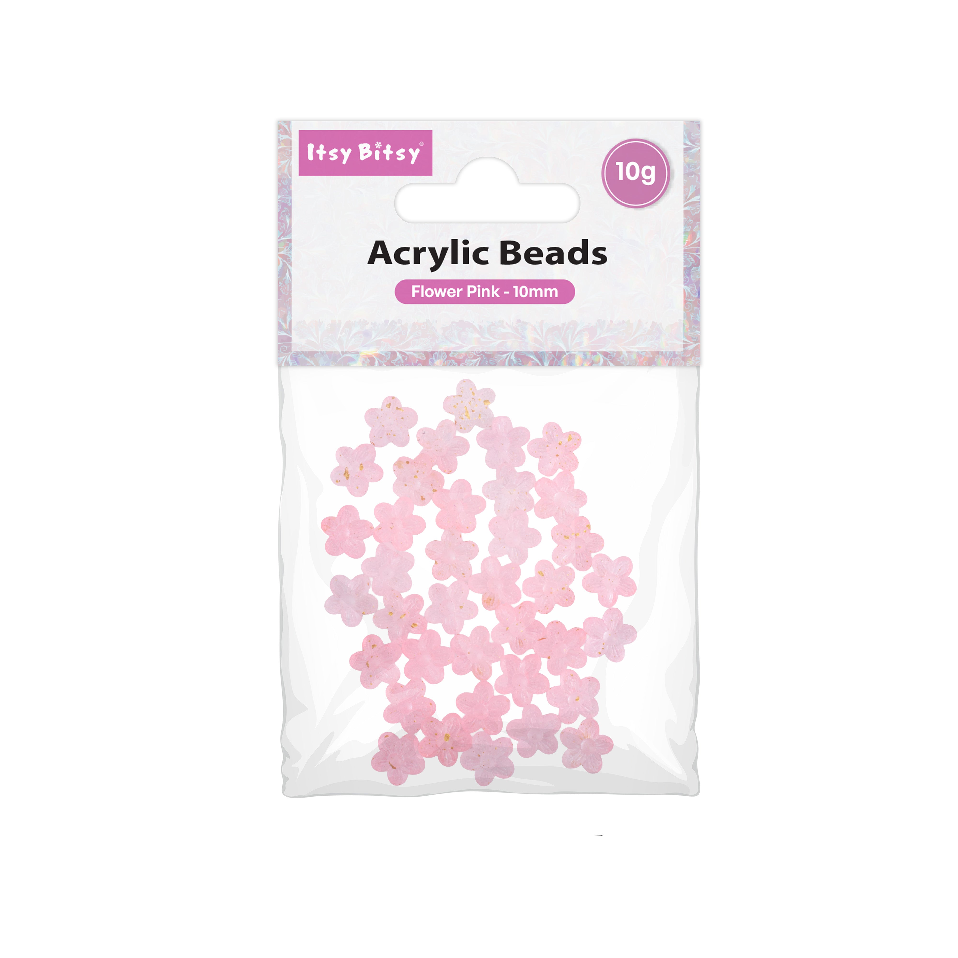 Acrylic Beads Flower Pink 5mm 10gm PBHC IB