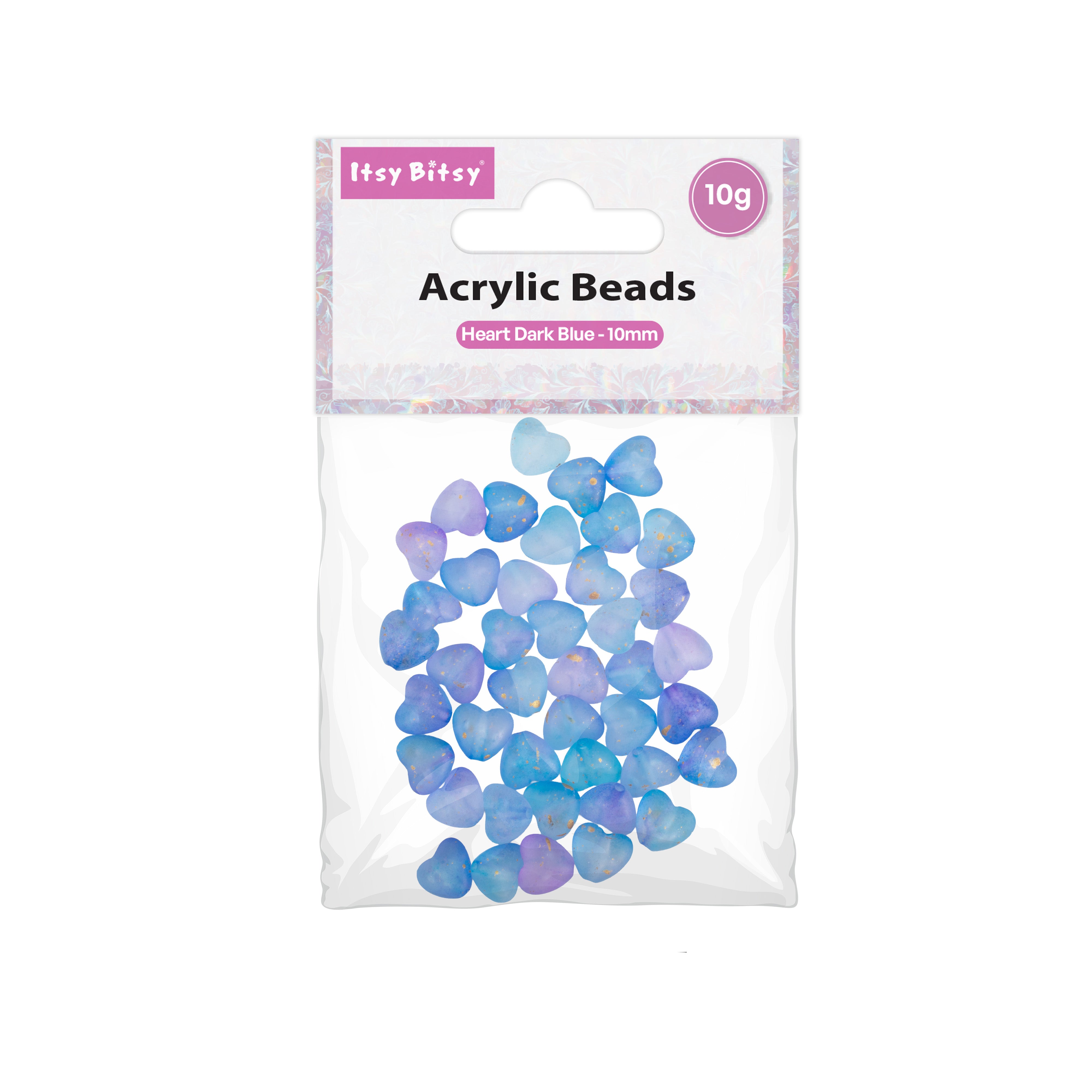 Acrylic Beads Heart Dark Blue 5mm 10gm PBHC IB