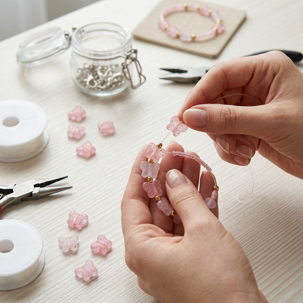 Acrylic Beads Butterfly Pink 3mm 10gm PBHC IB