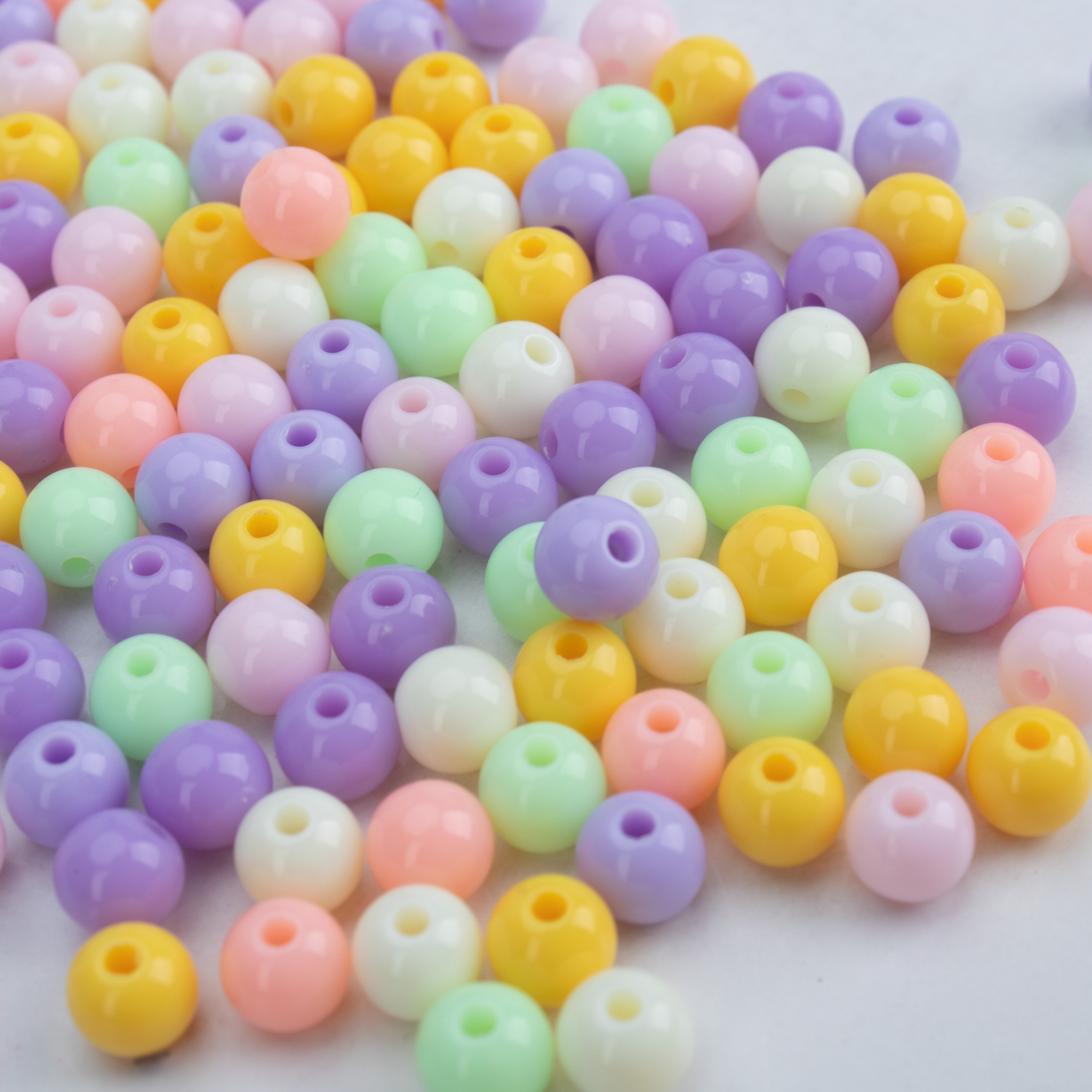 Acrylic Beads Pastel 6mm Yellow Purple Cream Mix 6mm 15gm PBHC IB