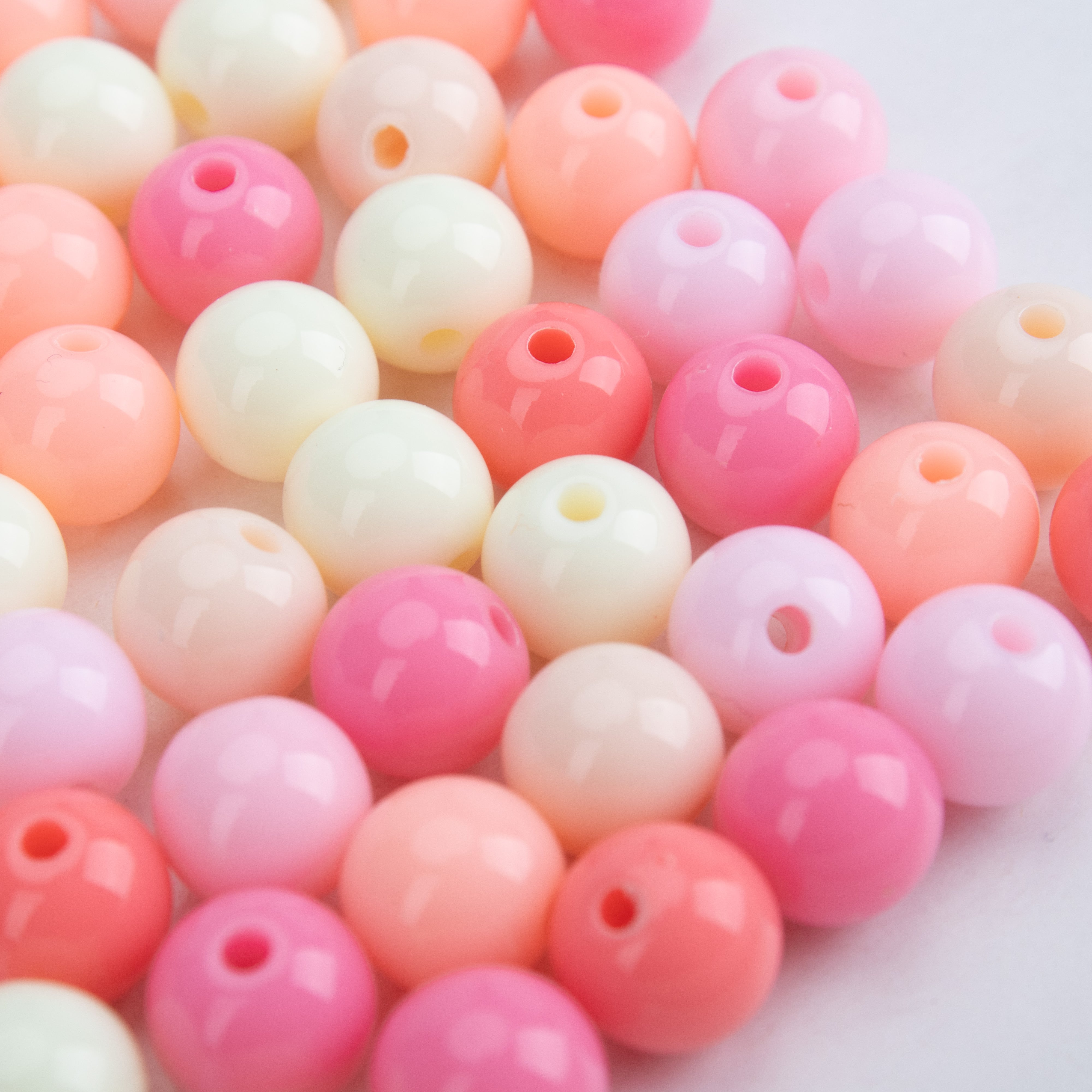 Acrylic Beads Pastel 6mm Dark Pink Light Pink Cream Mix 6mm 15gm PBHC IB