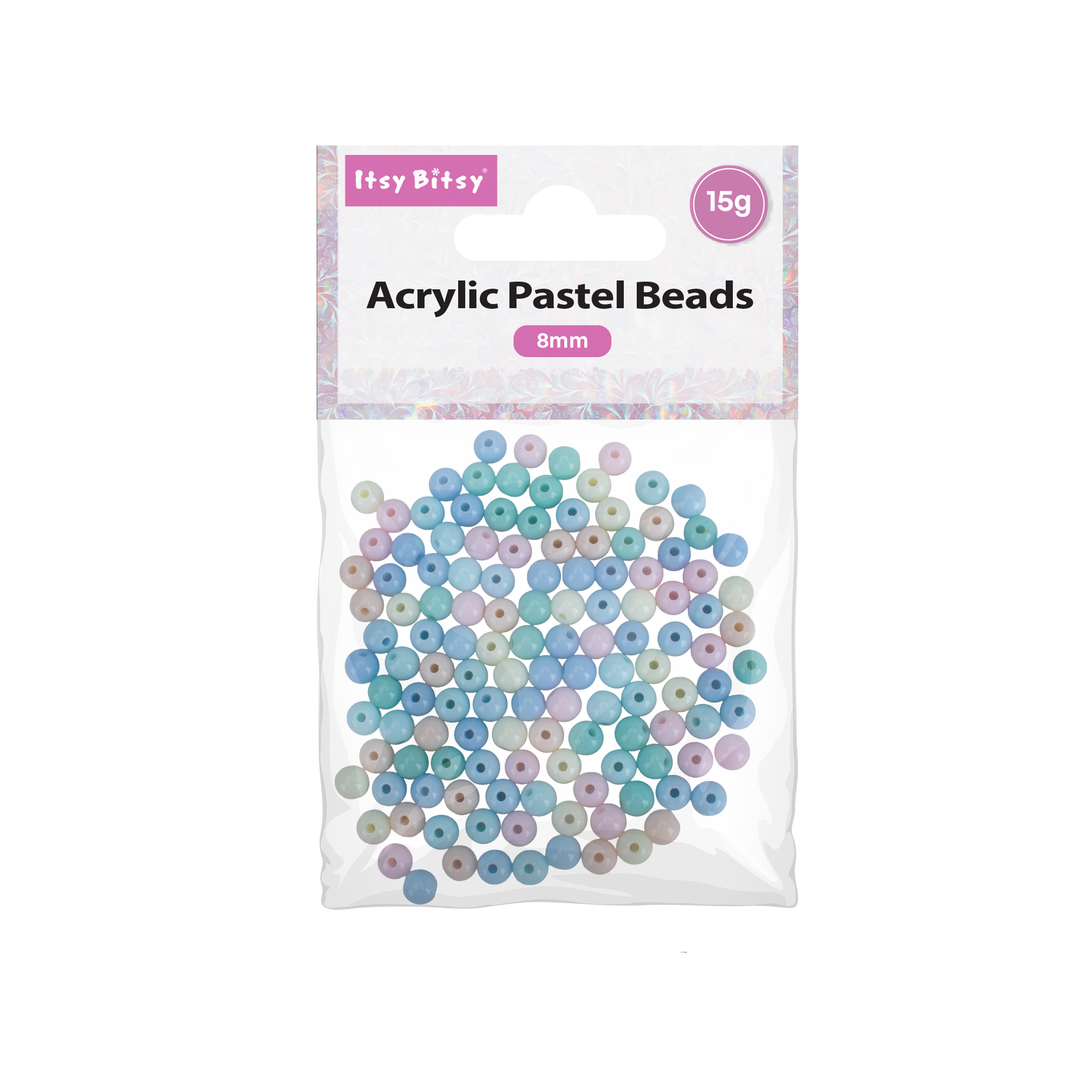 Acrylic Beads Pastel Dark blue Light Blue Cream Mix 8mm 15gm PBHC IB