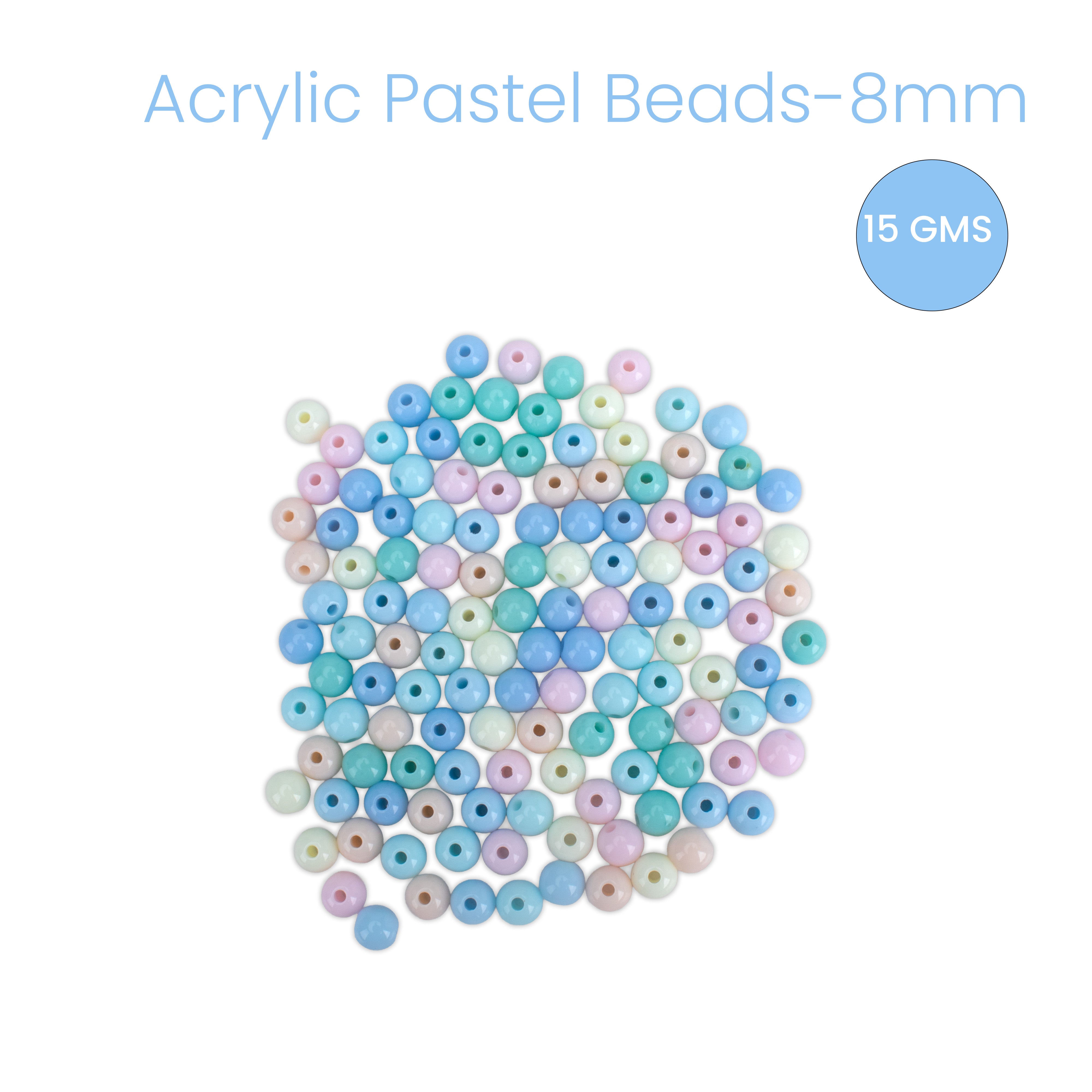 Acrylic Beads Pastel Dark blue Light Blue Cream Mix 8mm 15gm PBHC IB