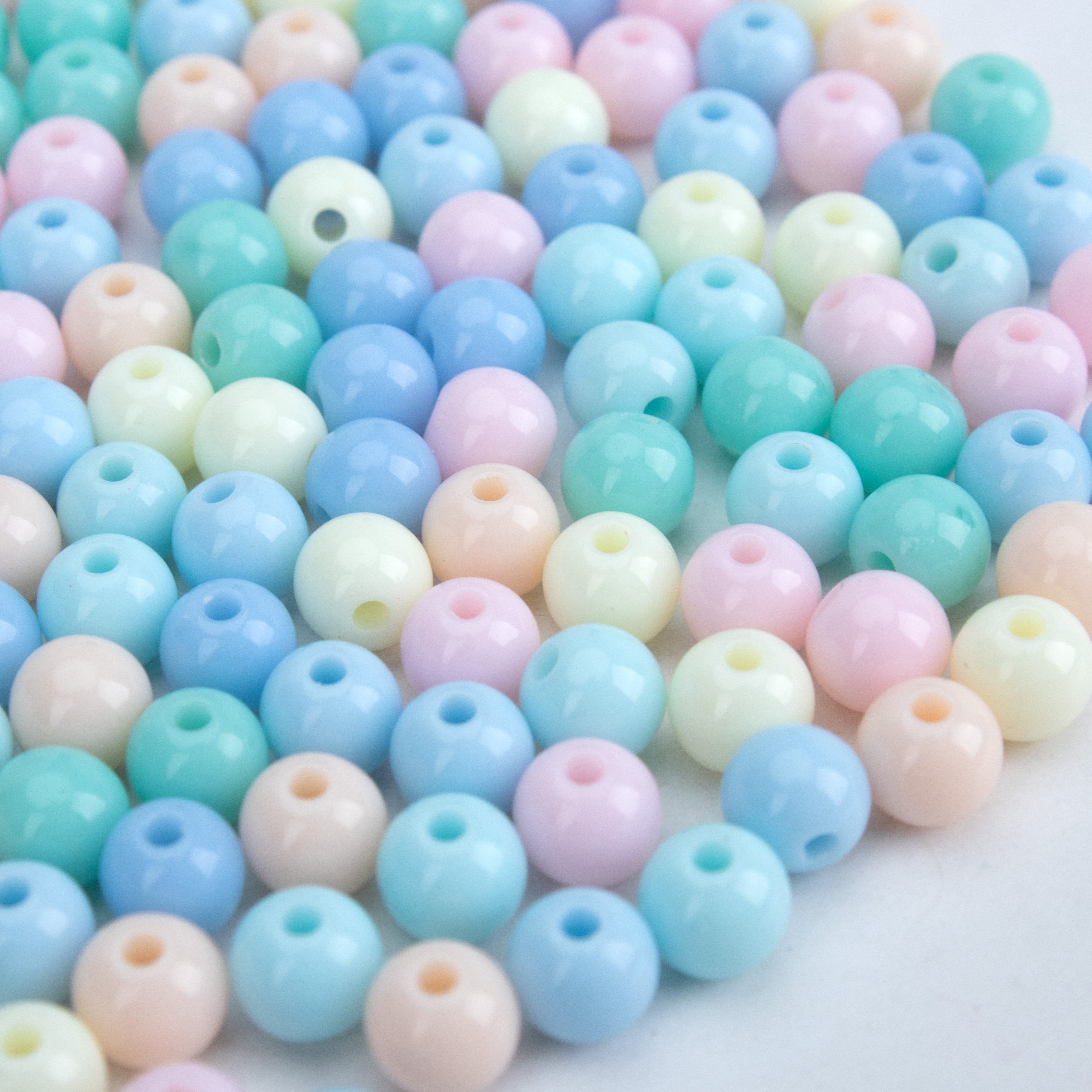 Acrylic Beads Pastel Dark blue Light Blue Cream Mix 8mm 15gm PBHC IB