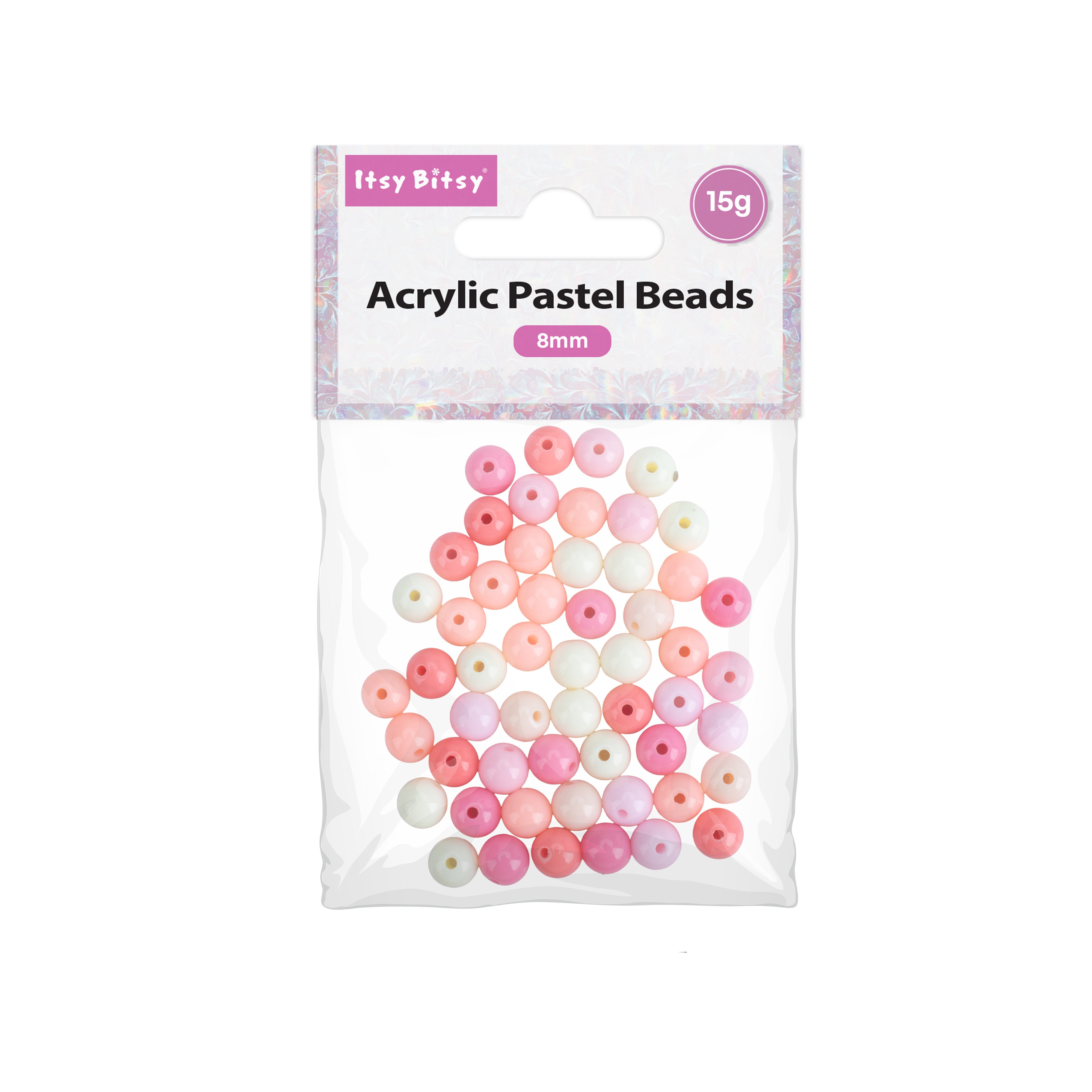 Acrylic Beads Pastel Yellow Purple Violet Peach Pink Light Green 8mm 15gm PBHC IB