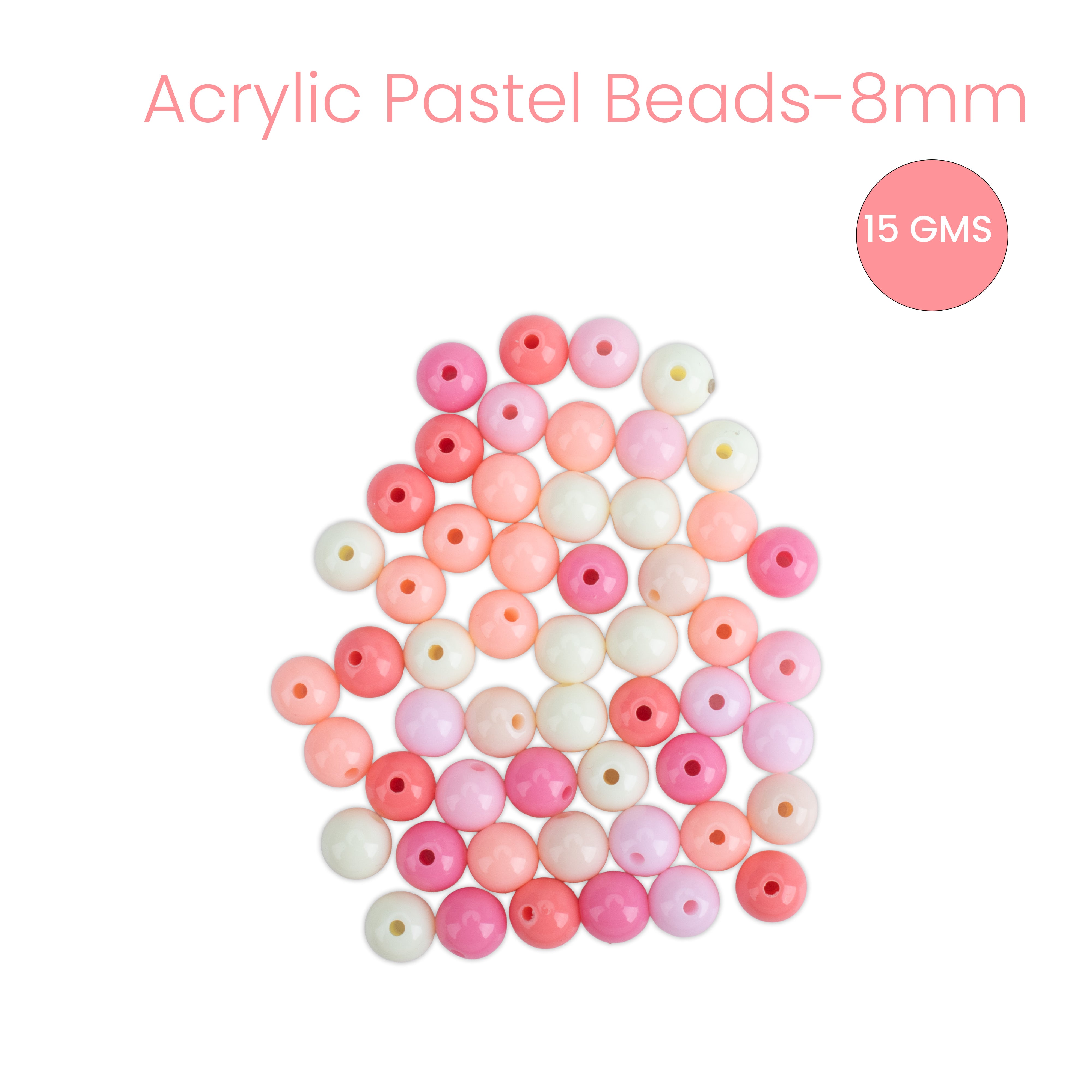 Acrylic Beads Pastel Yellow Purple Violet Peach Pink Light Green 8mm 15gm PBHC IB