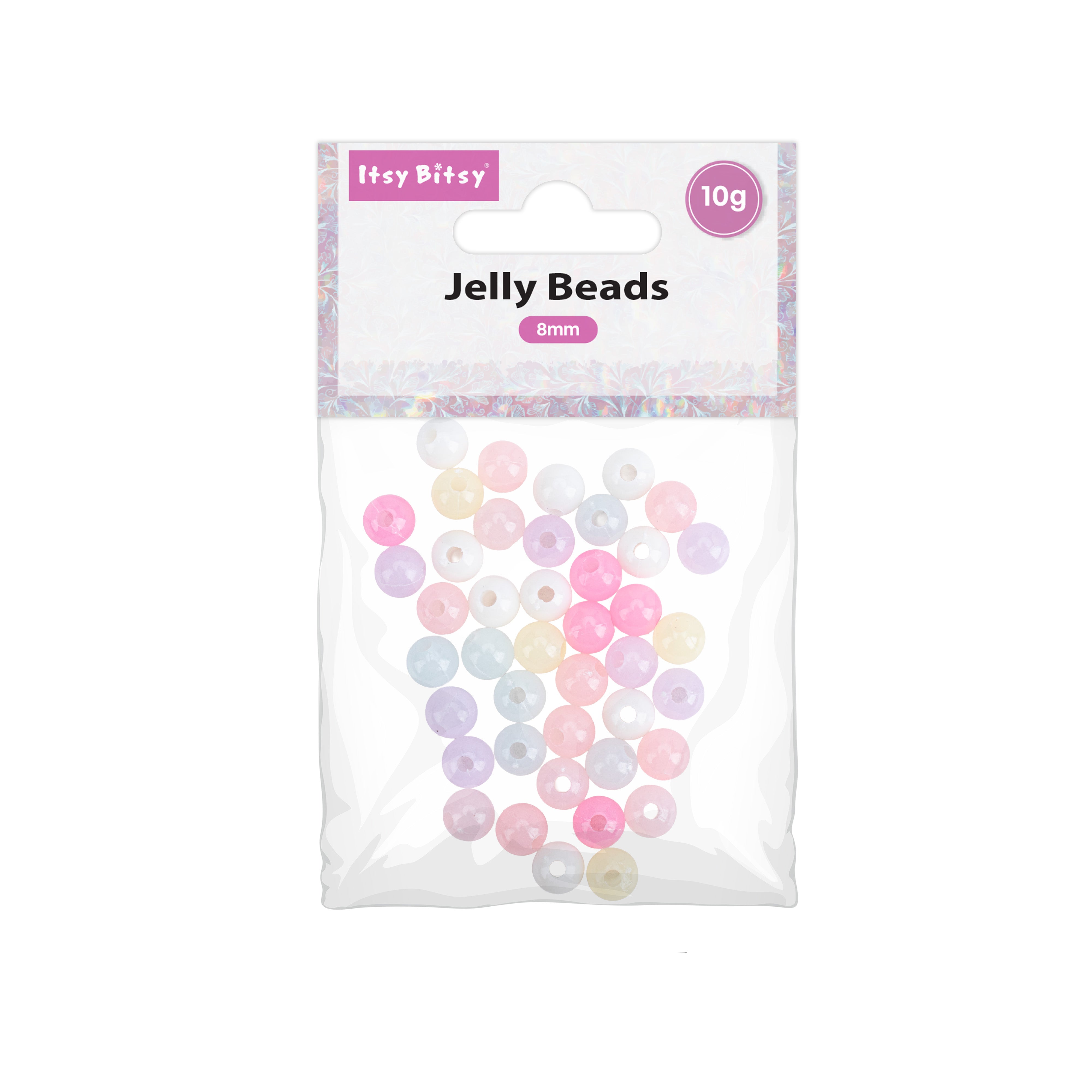 Jelly Beads Pastel 8mm10gm PBHC IB