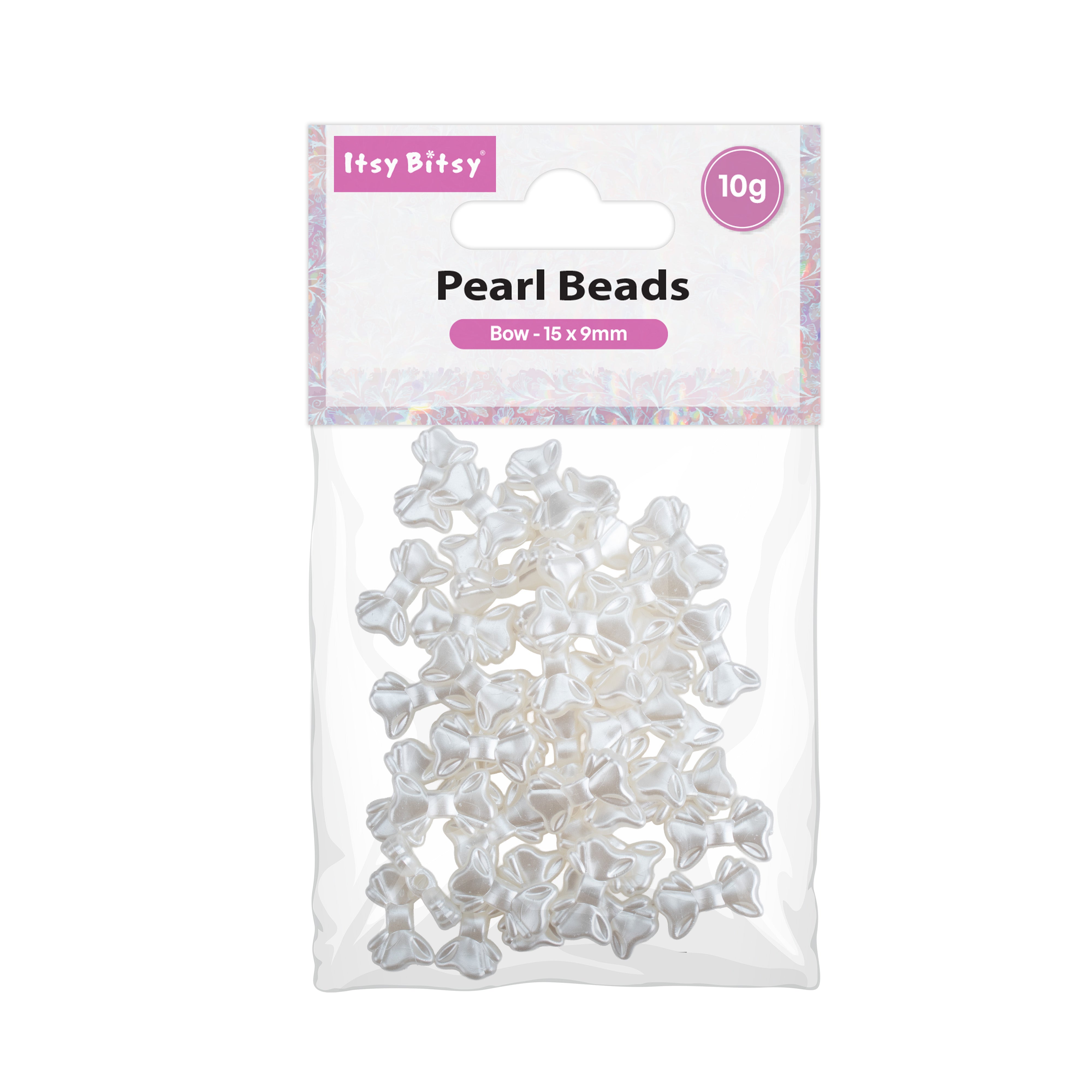Pearl Beads with Hole Bow 15 x 9mm 10gm PBHC IB