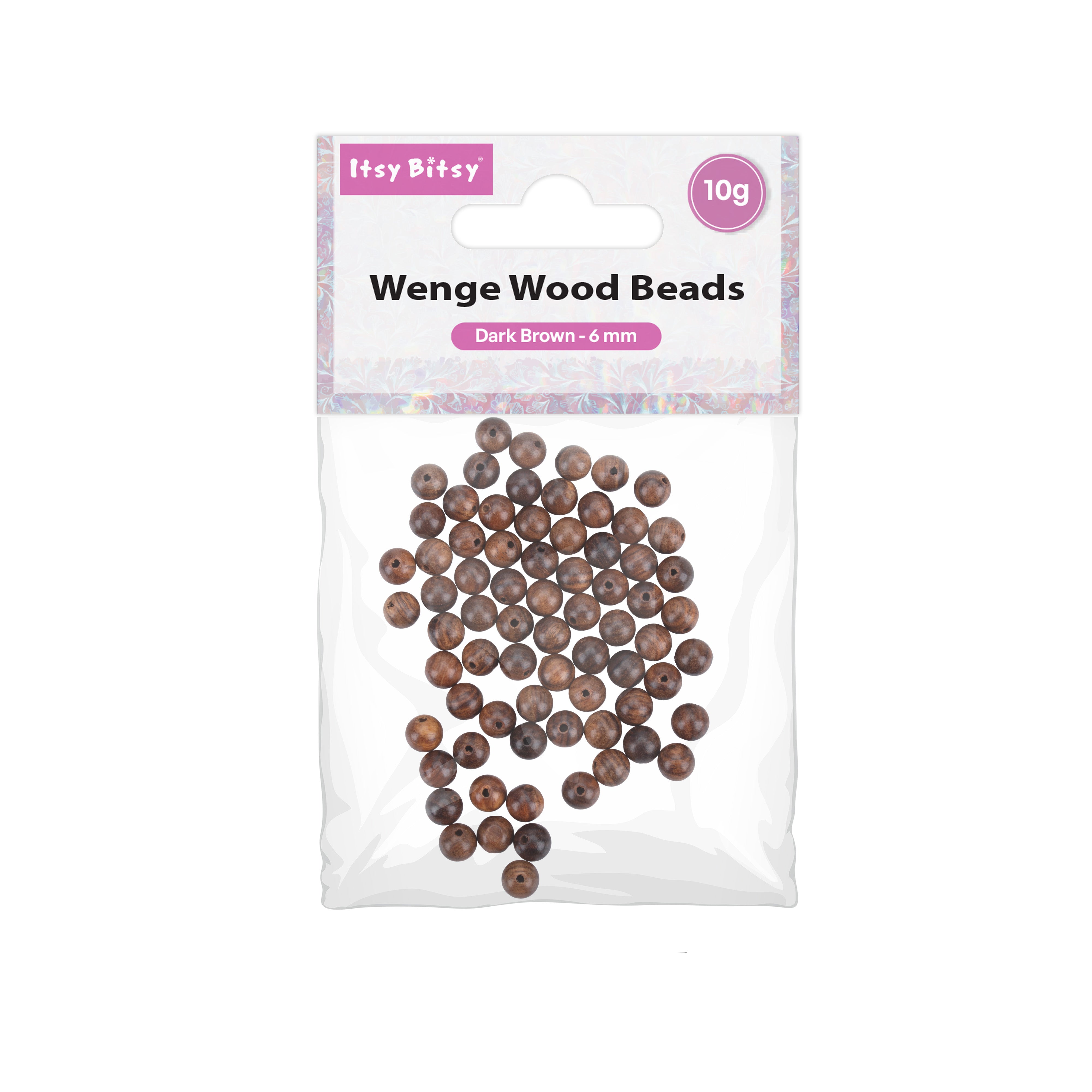 Wooden Beads Dark Brown 6mm 10gm PBHC IB