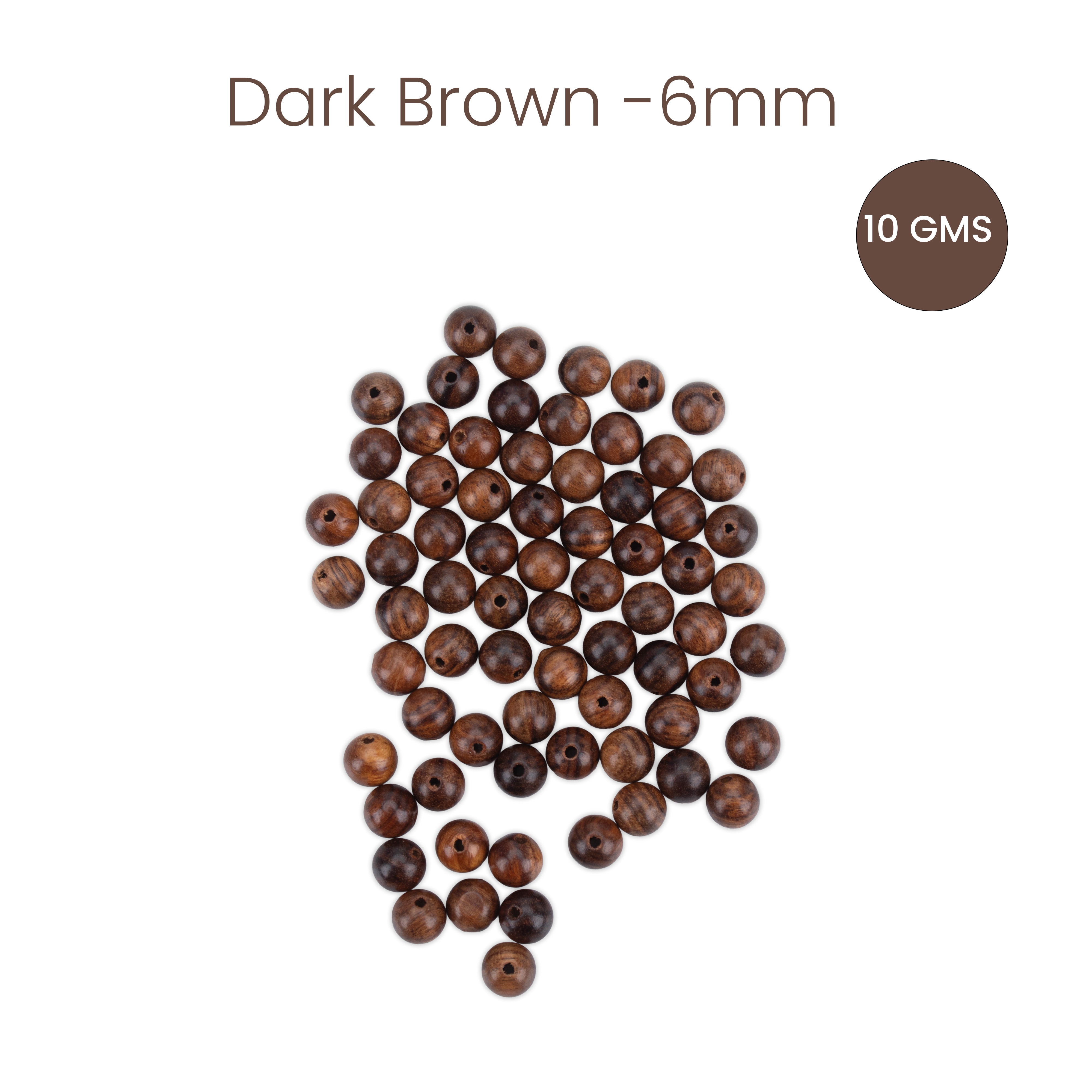 Wooden Beads Dark Brown 6mm 10gm PBHC IB