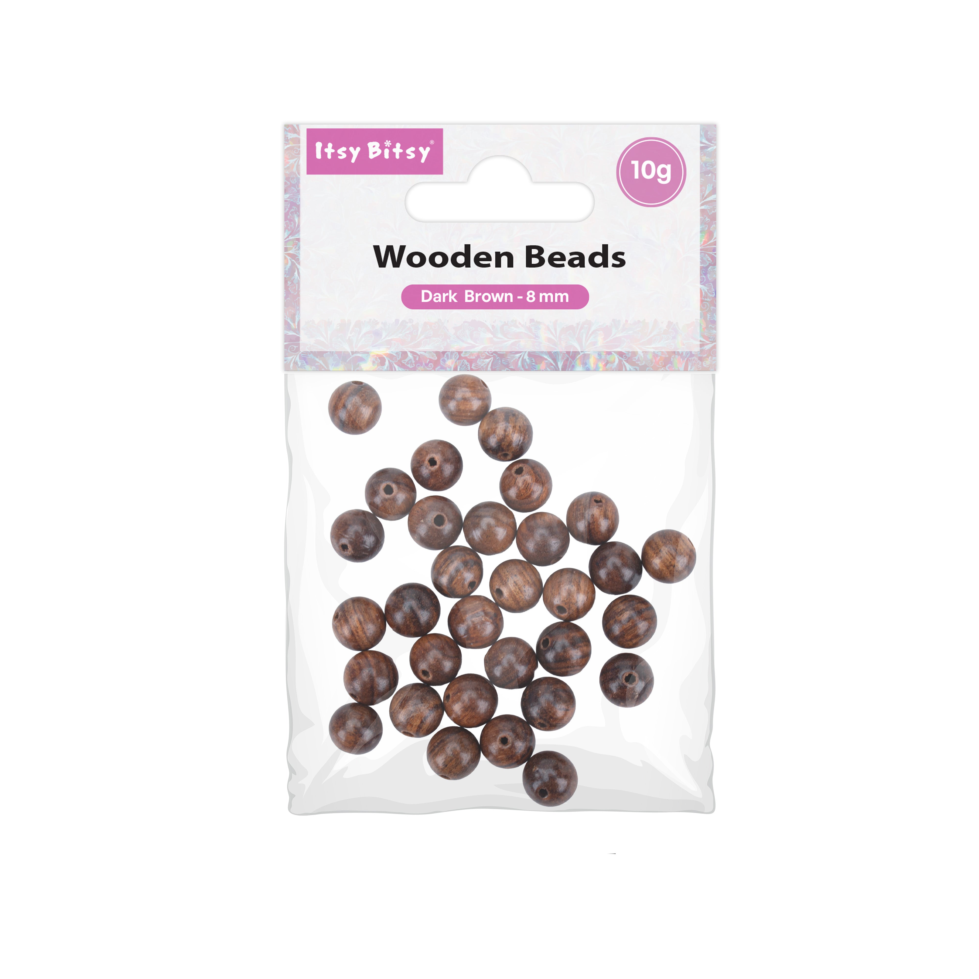 Wooden Beads Dark Brown 8mm 10gm PBHC IB