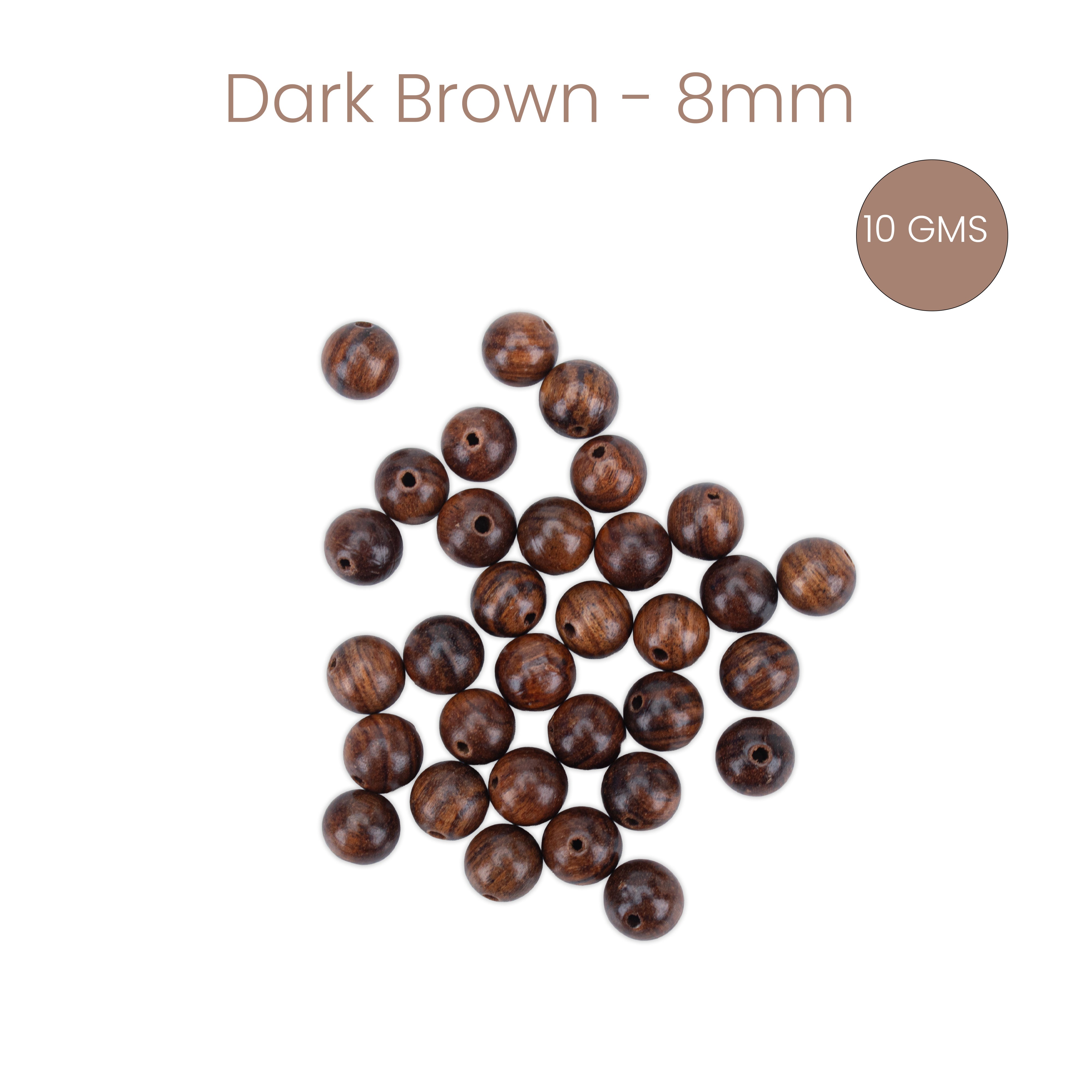 Wooden Beads Dark Brown 8mm 10gm PBHC IB