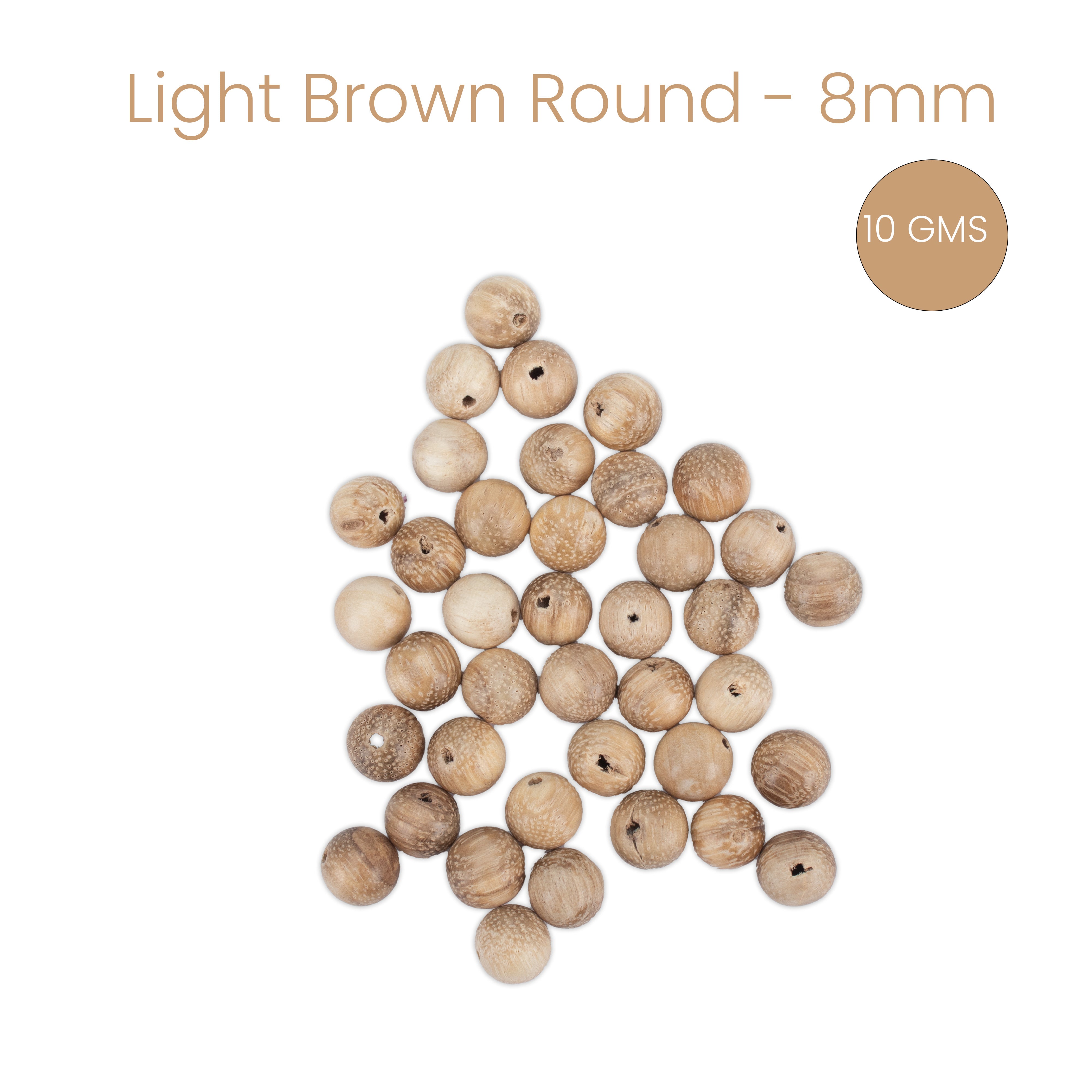 Agar Wood Beads Light Brown Round 8mm 10gm PBHC IB