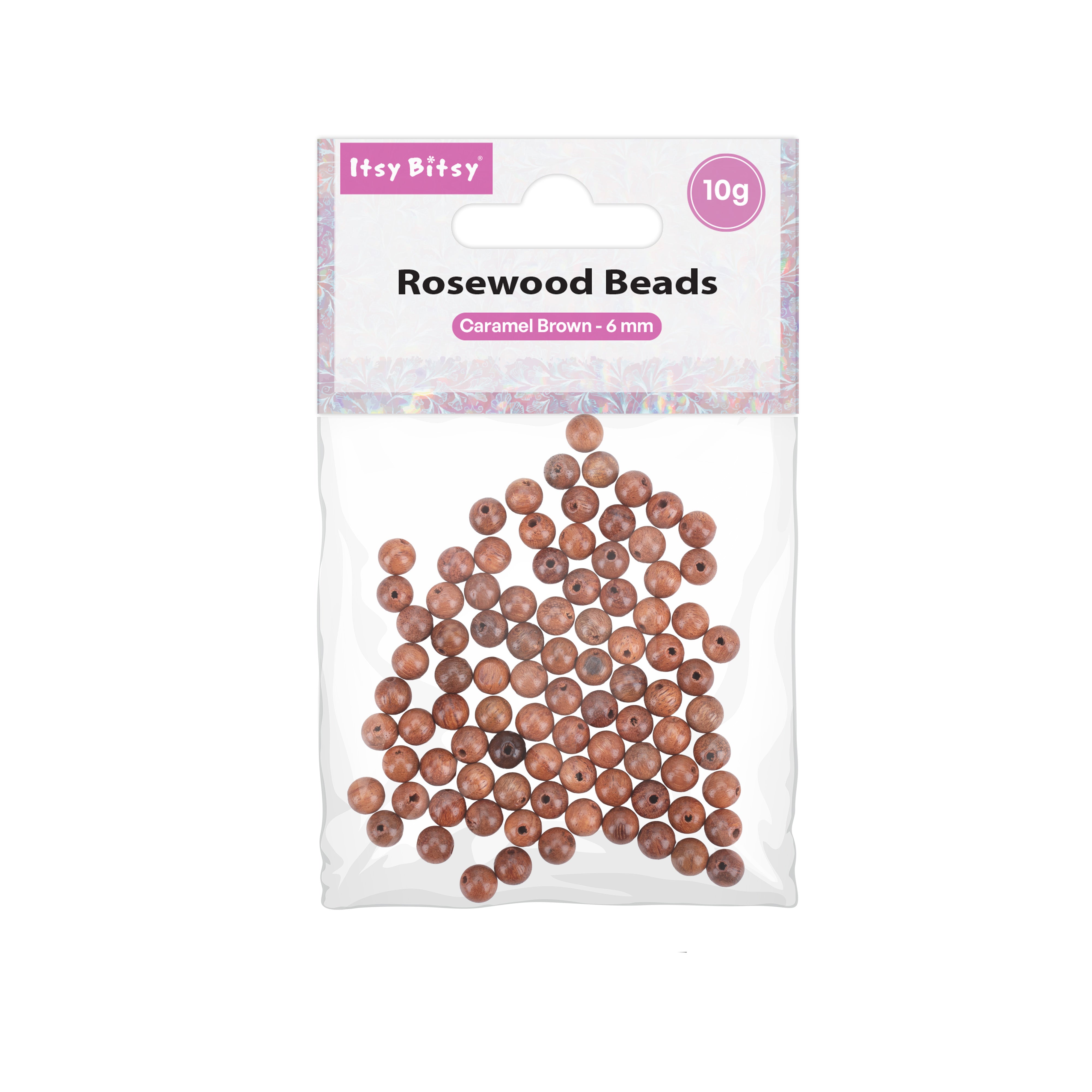 Rosewood Beads Caramel Brown 6mm 10gm PBHC IB