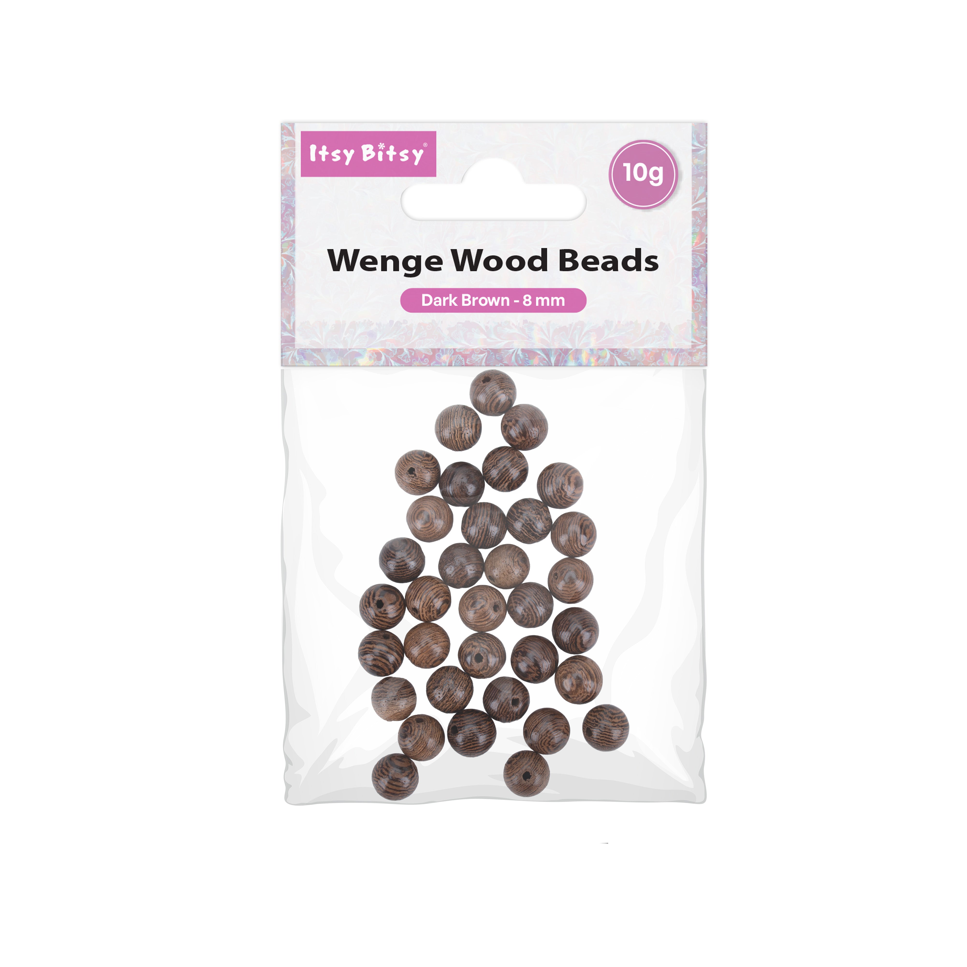 Wenge Wood Beads Dark Brown 8mm PBHC IB