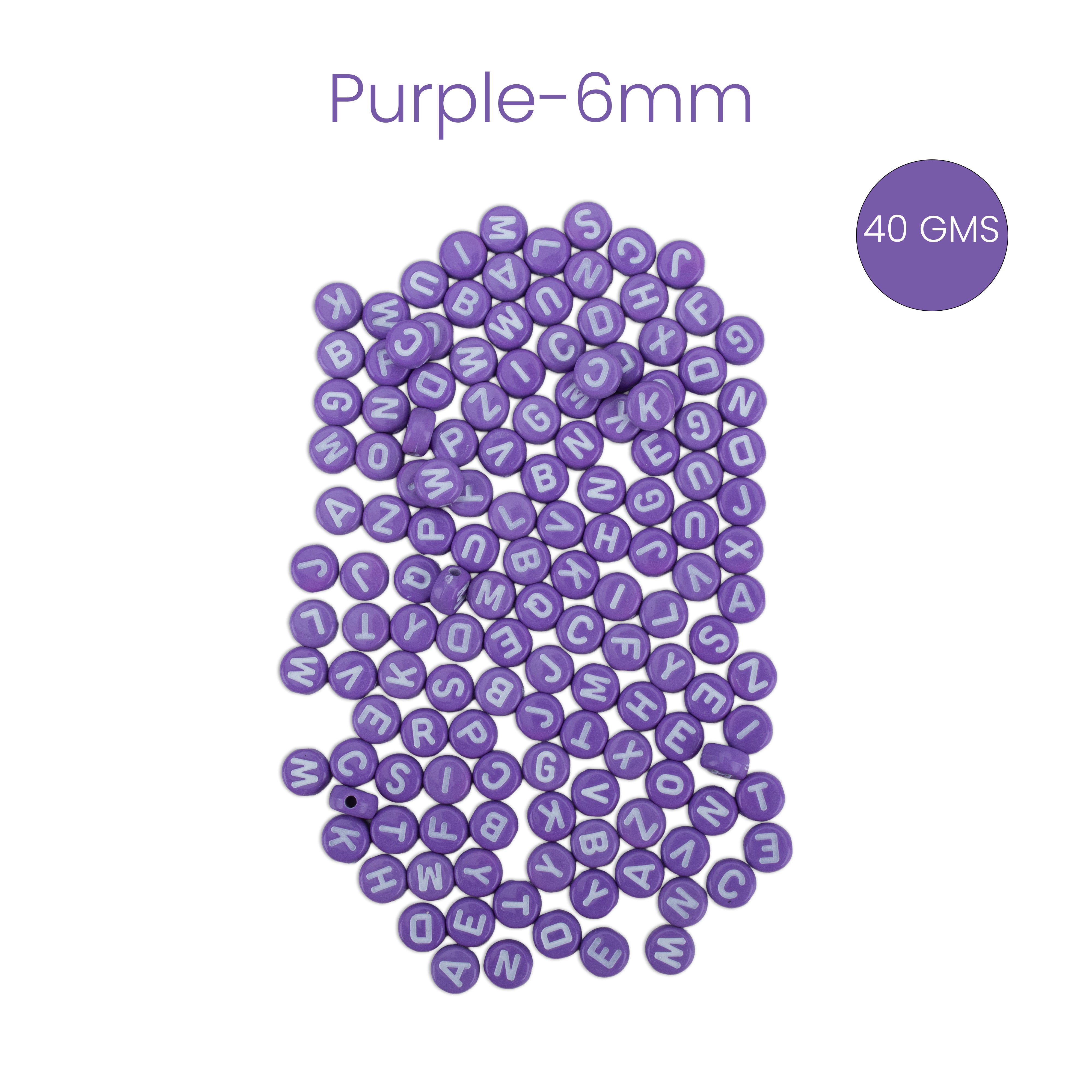 Alphabet Beads Purple 15gm 4mm PBHC IB