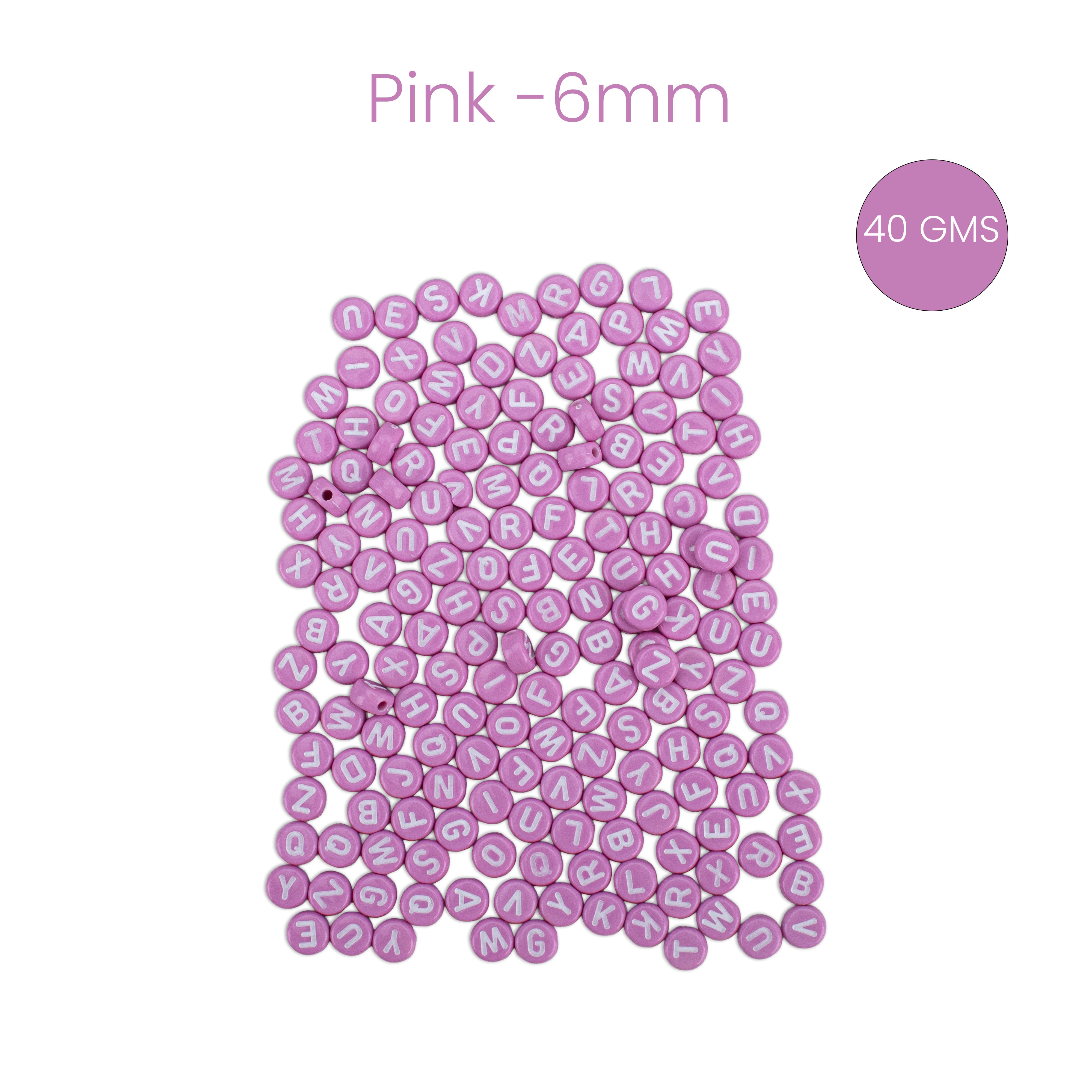 Alphabet Beads Pink 15gm 4mm PBHC IB