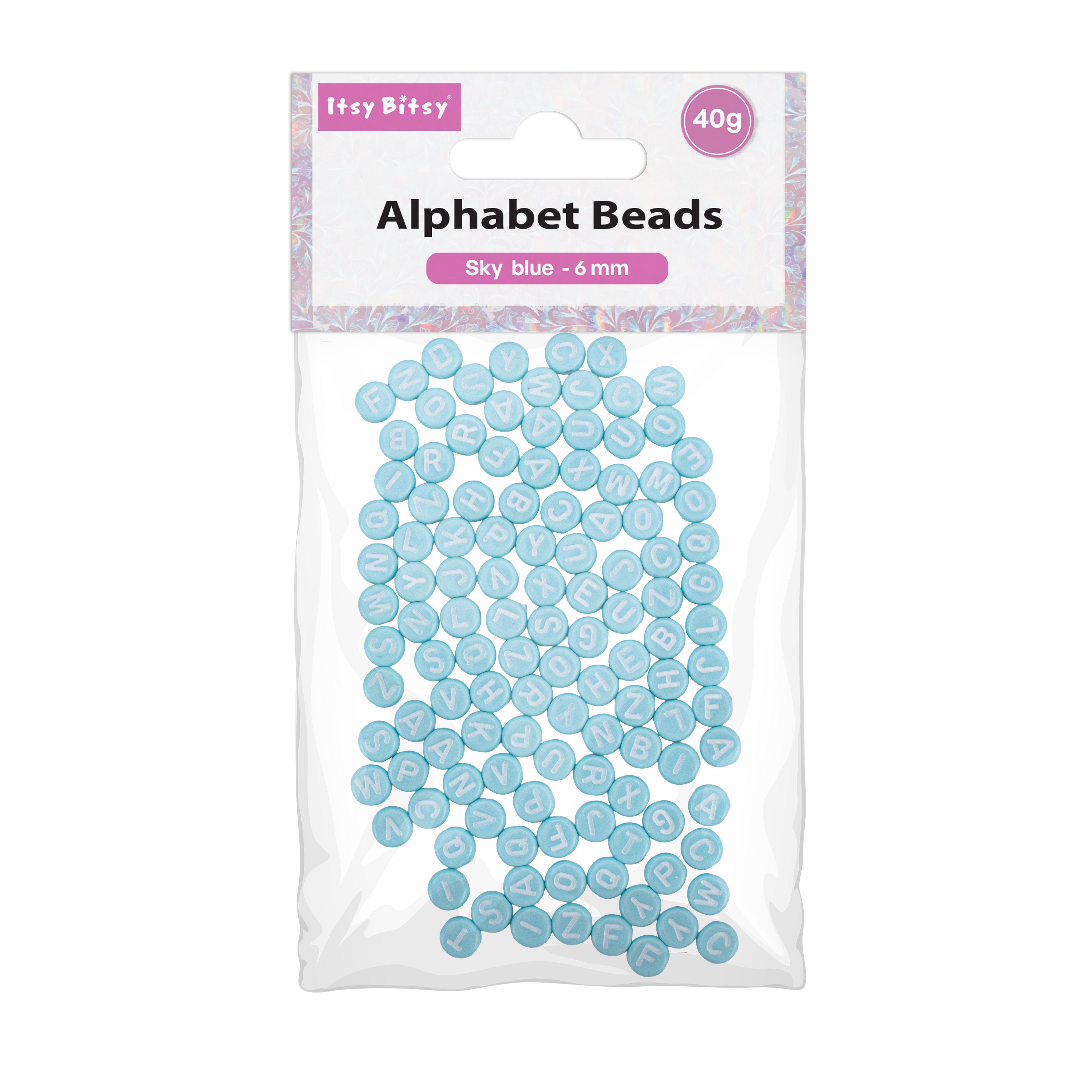 Alphabet Beads Sky blue 15gm 4mm PBHC IB