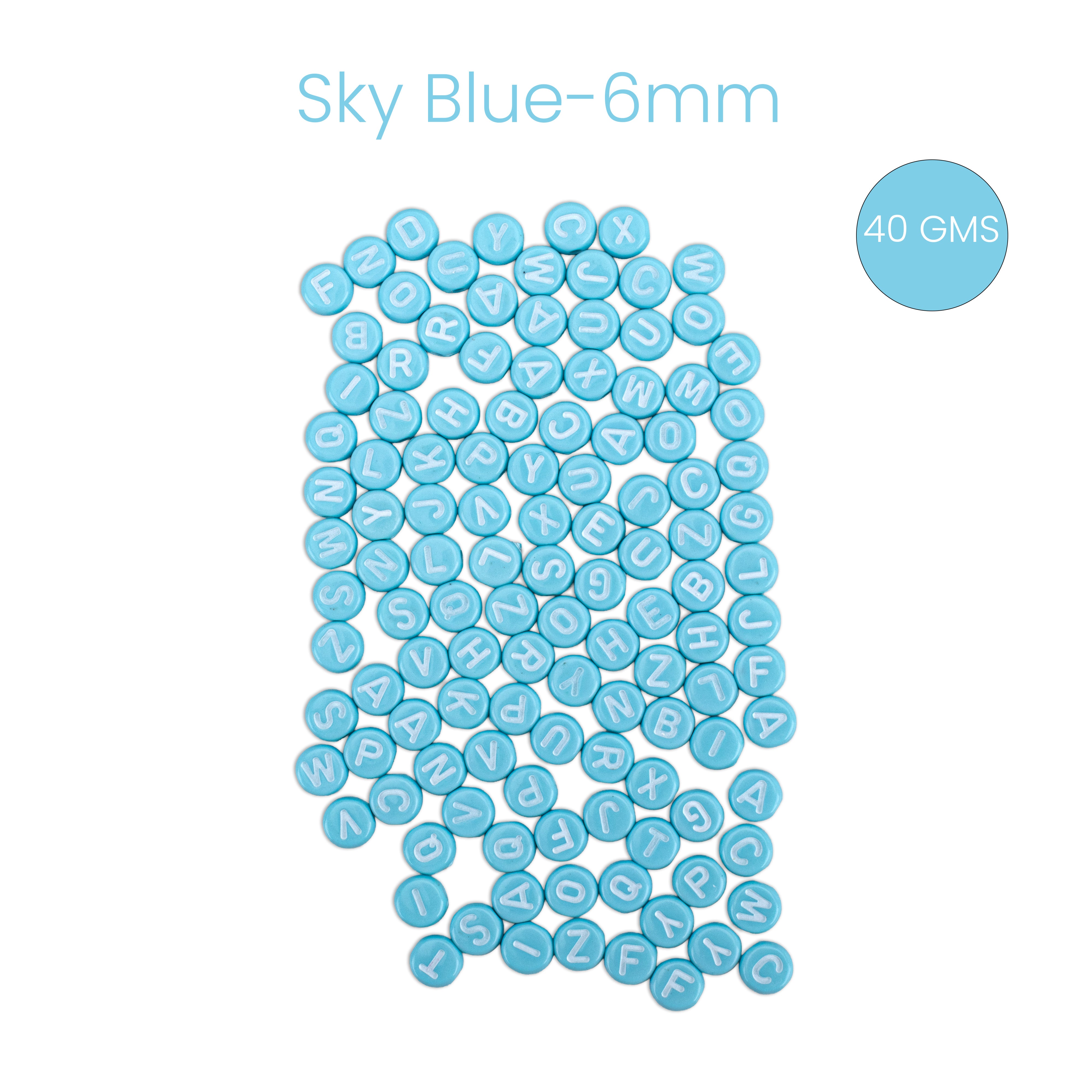 Alphabet Beads Sky blue 15gm 4mm PBHC IB