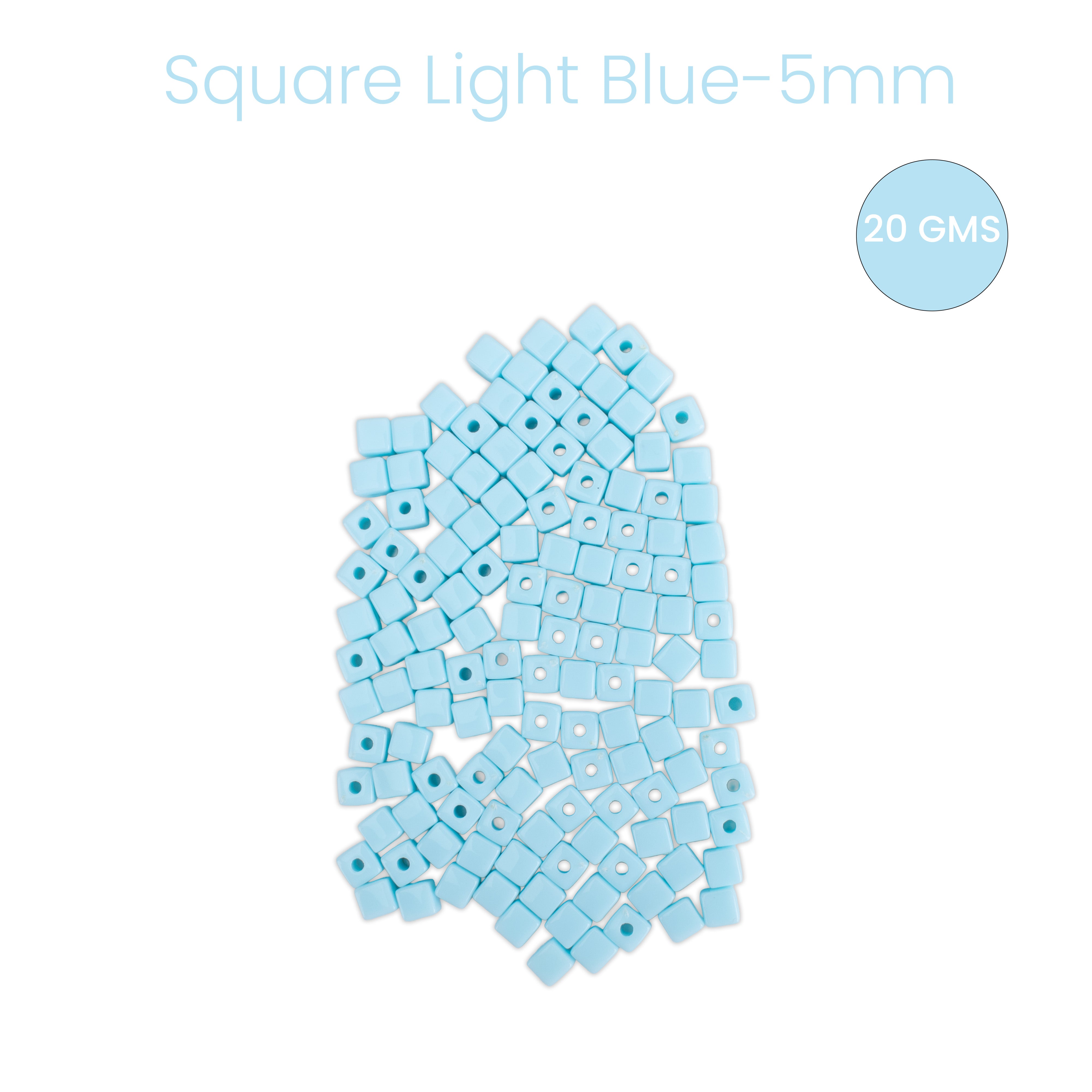 Acrylic Beads Square Light Blue 5mm 20gm PBHC IB