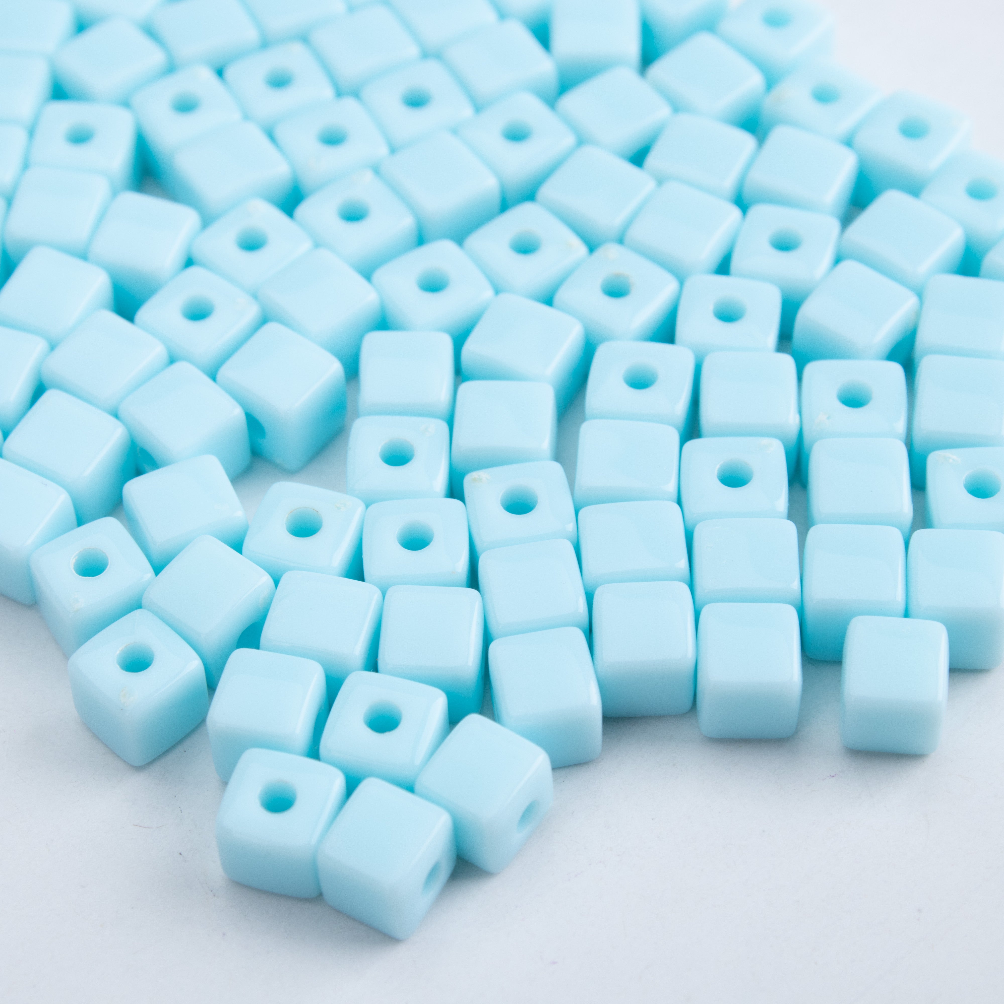 Acrylic Beads Square Light Blue 5mm 20gm PBHC IB