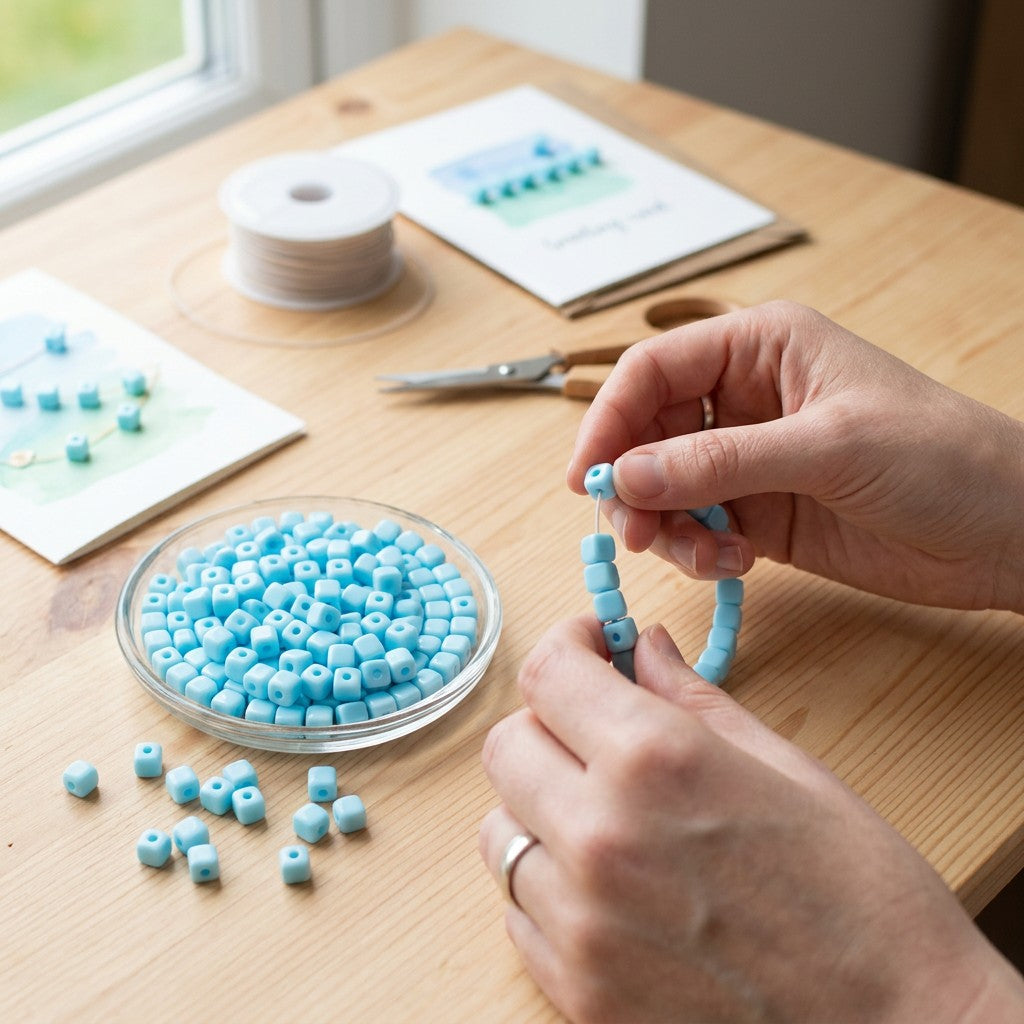 Acrylic Beads Square Light Blue 5mm 20gm PBHC IB