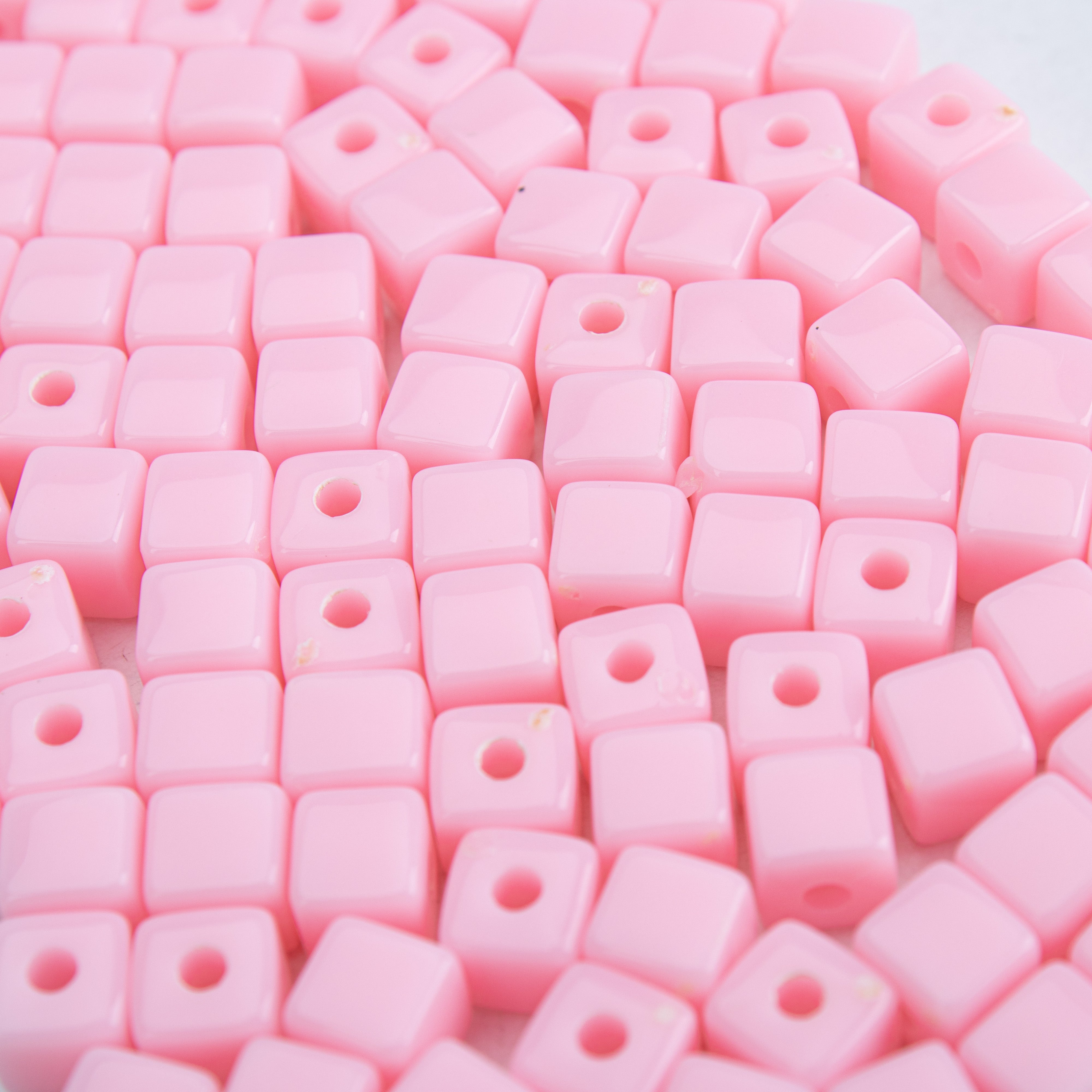 Acrylic Beads Square Pink 5mm 20gm PBHC IB