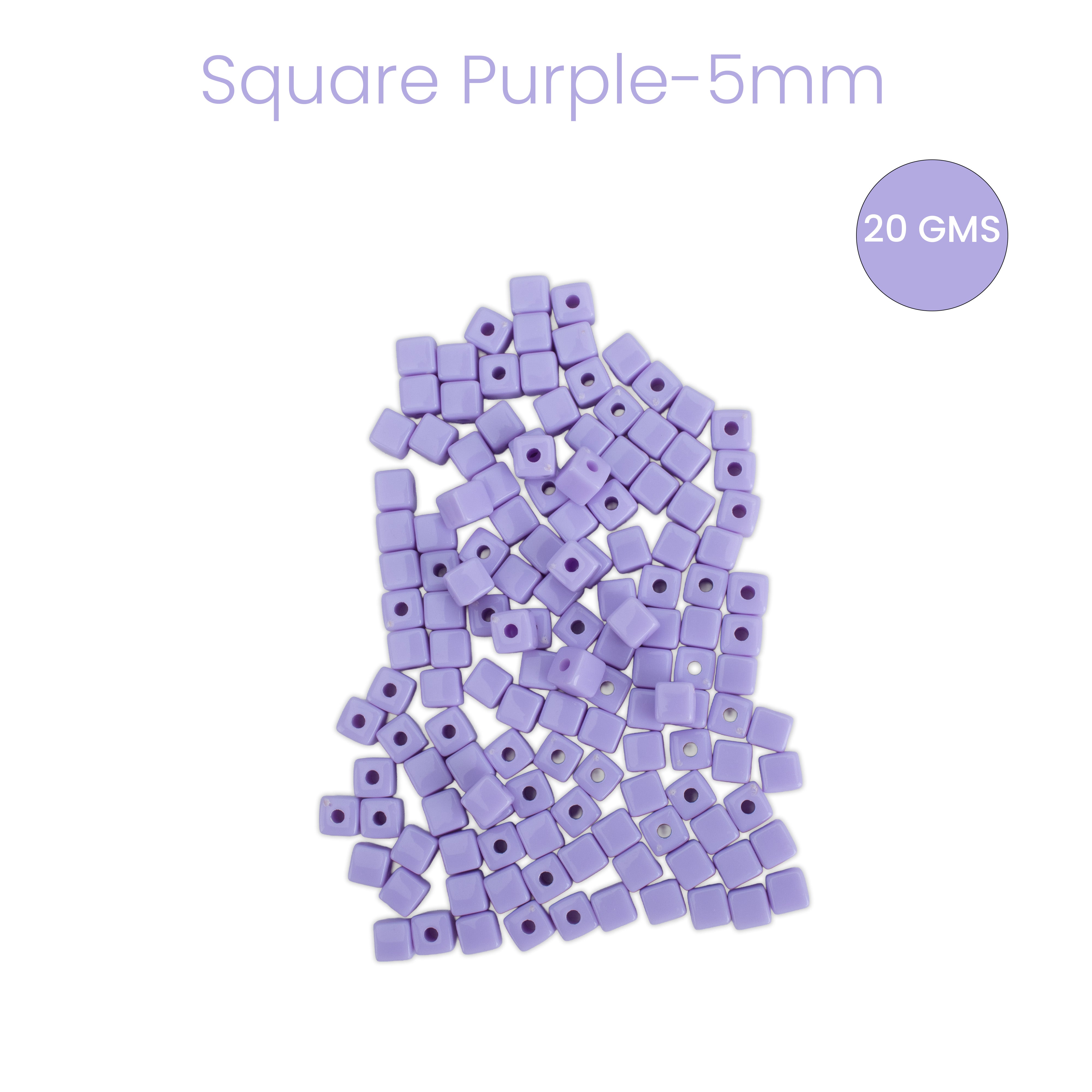 Acrylic Beads Square Purple 5mm 20gm PBHC IB