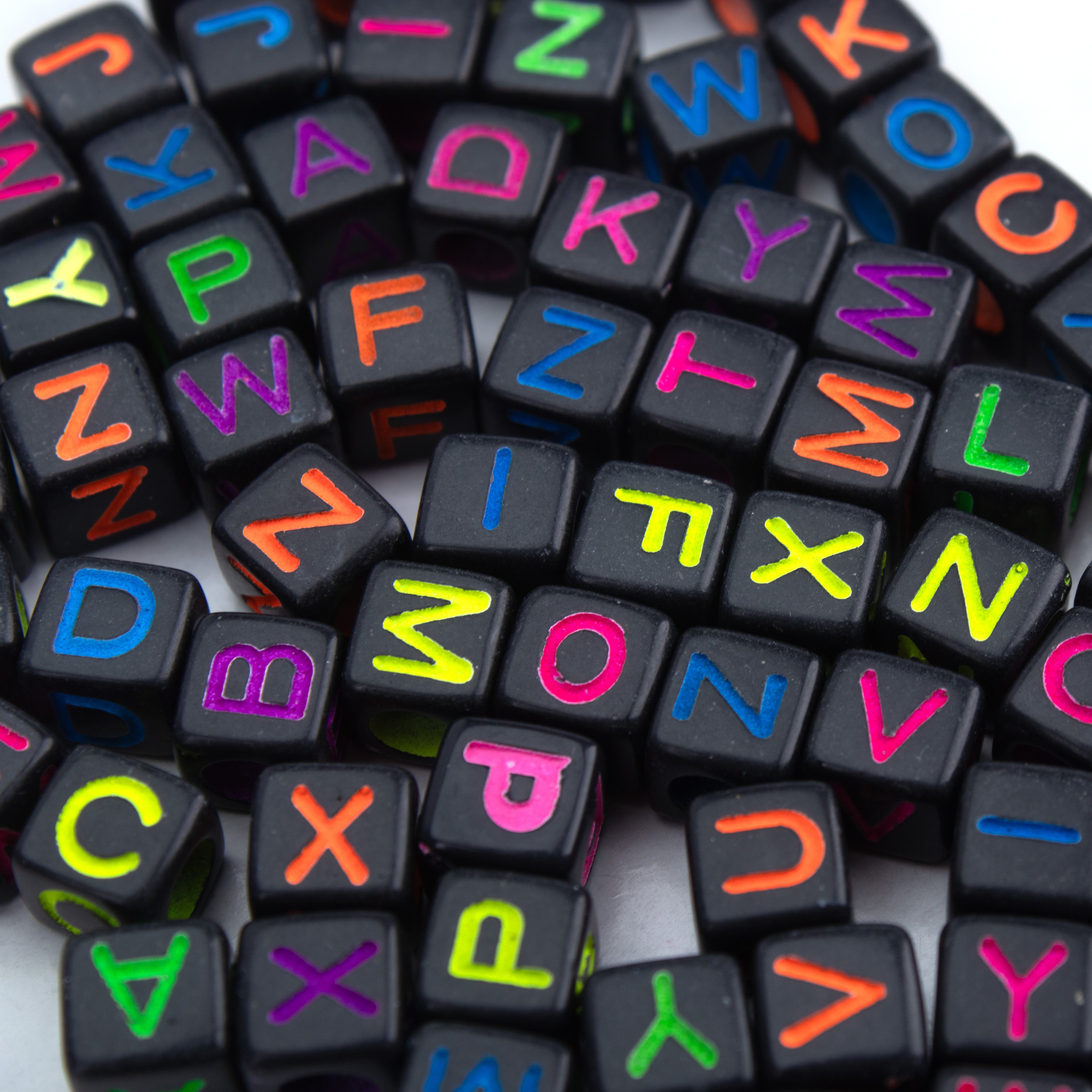 Alphabet Beads Black Cube 6 x 6mm 20gm PBHC IB