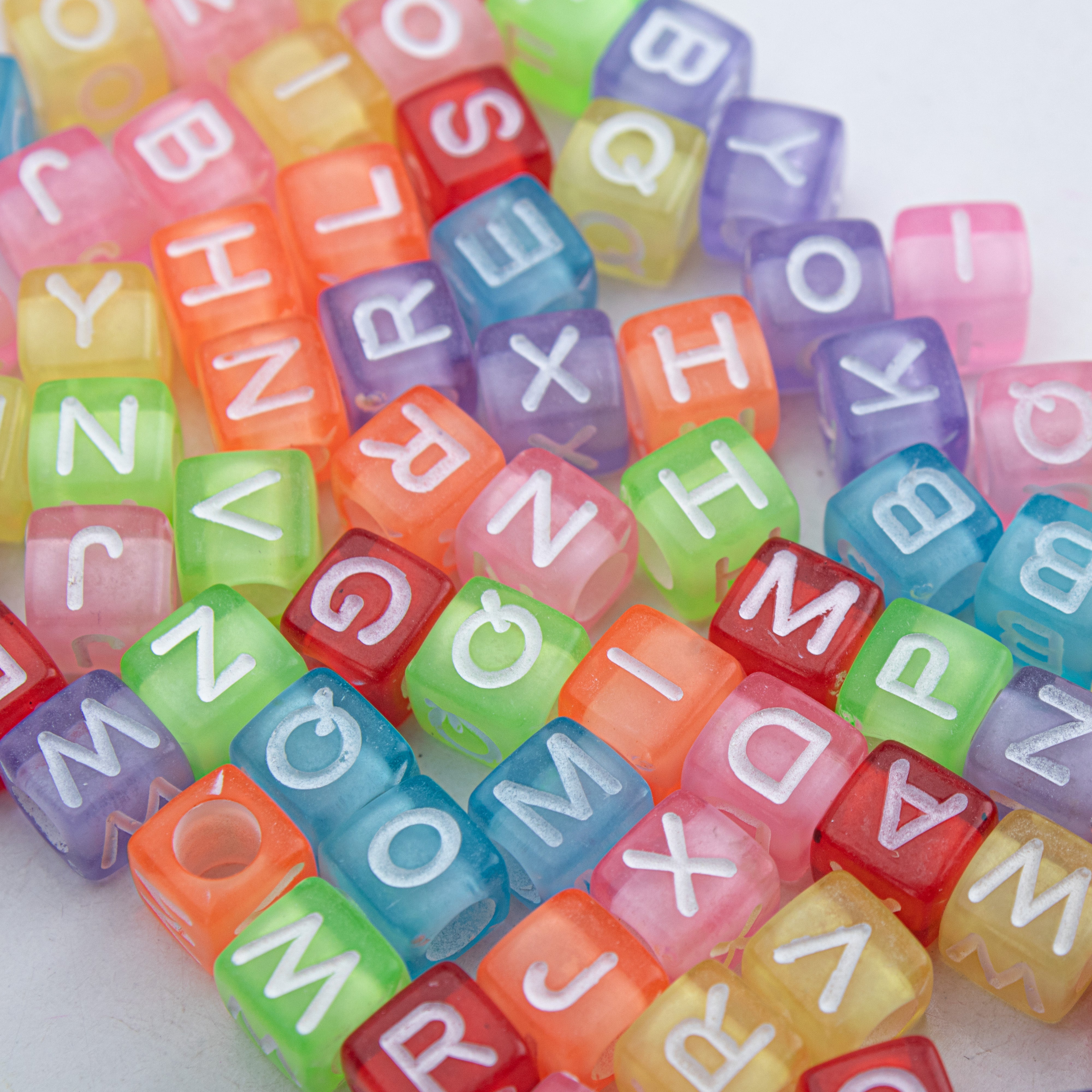 Alphabet Beads Cube Multi colour 6 x 6mm 20gm PBHC IB