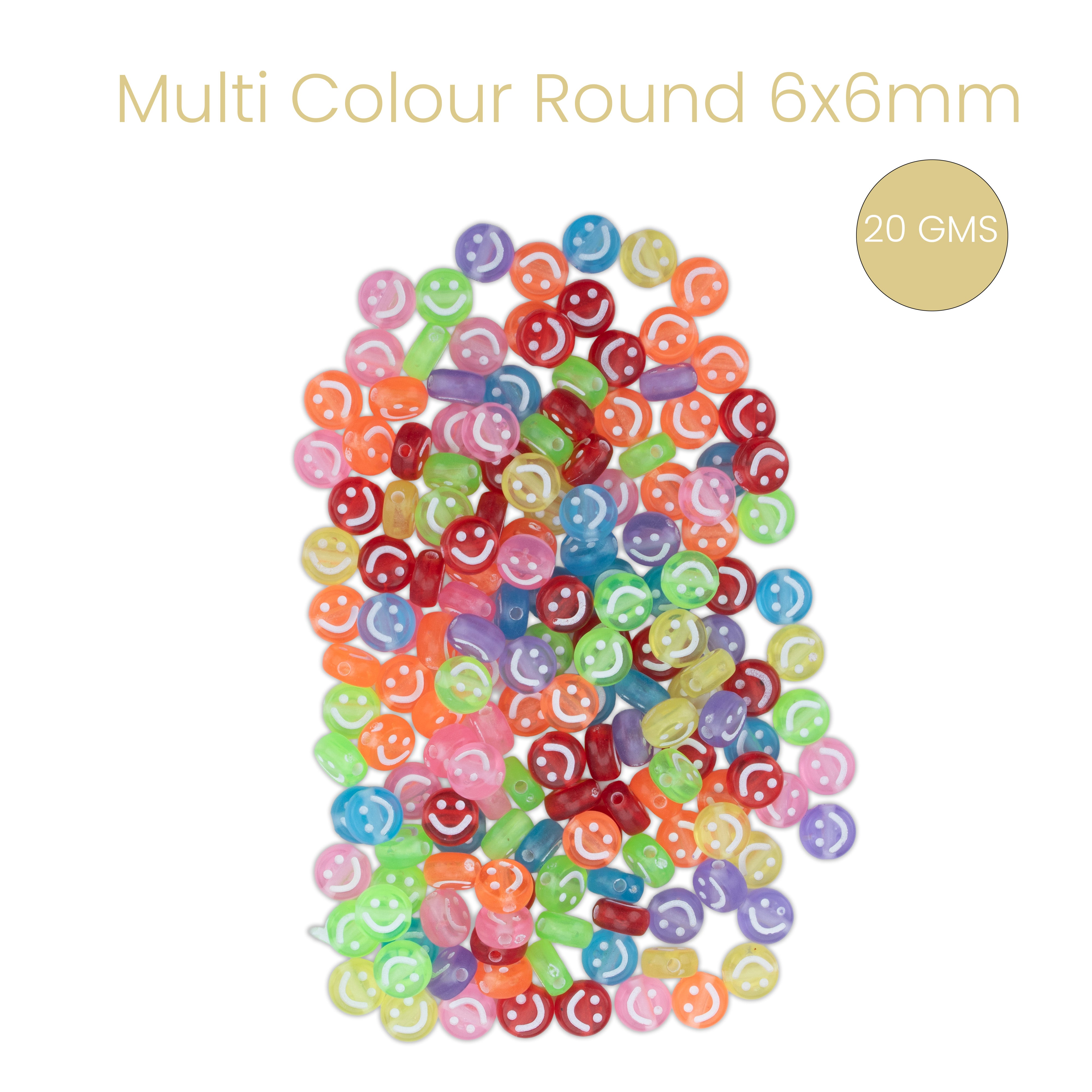Smiley Face Beads Round Multi colour 4 x 7mm 20gm PBHC IB