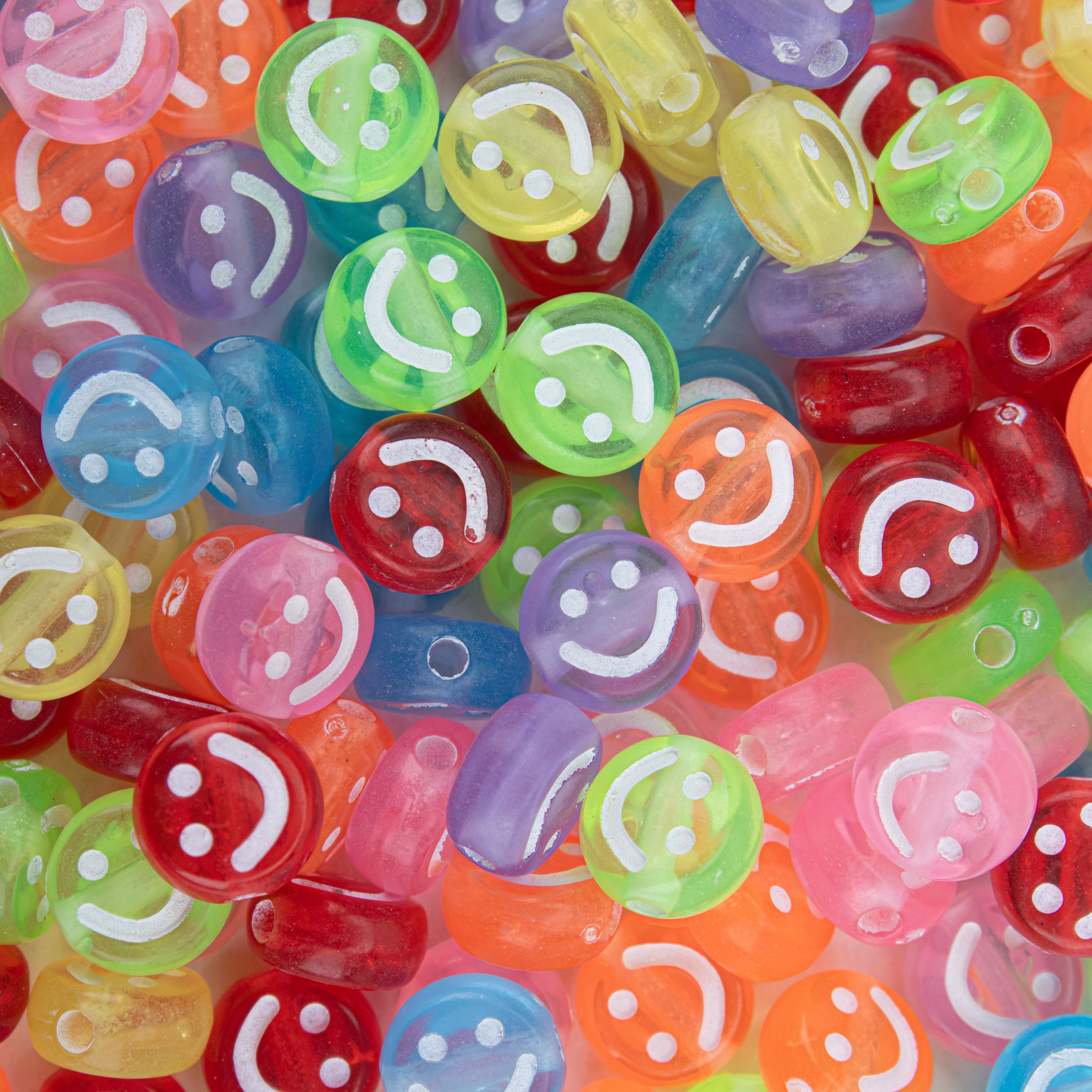 Smiley Face Beads Round Multi colour 4 x 7mm 20gm PBHC IB