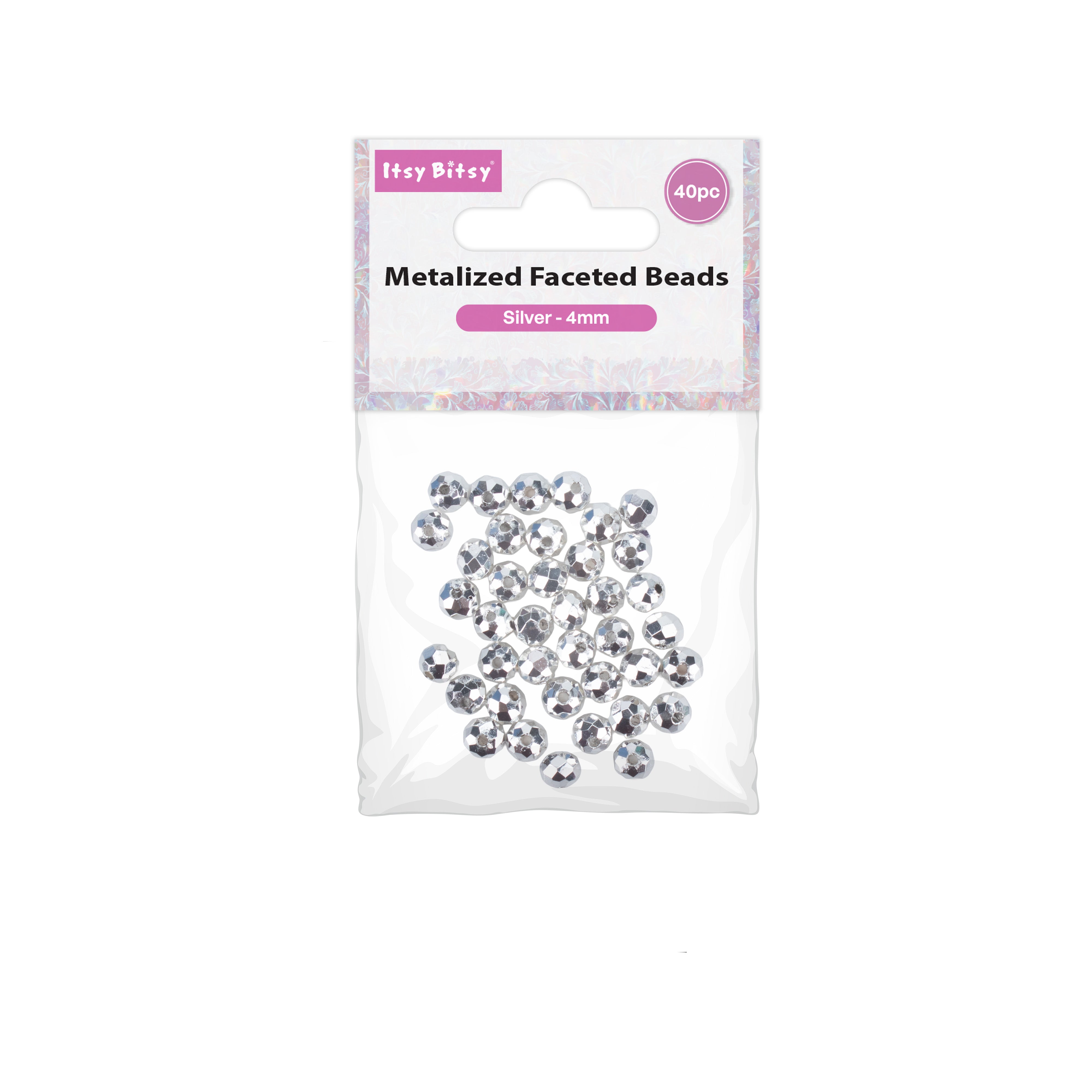 Metalized Crystal Silver 4mm 40pc PBHC IB