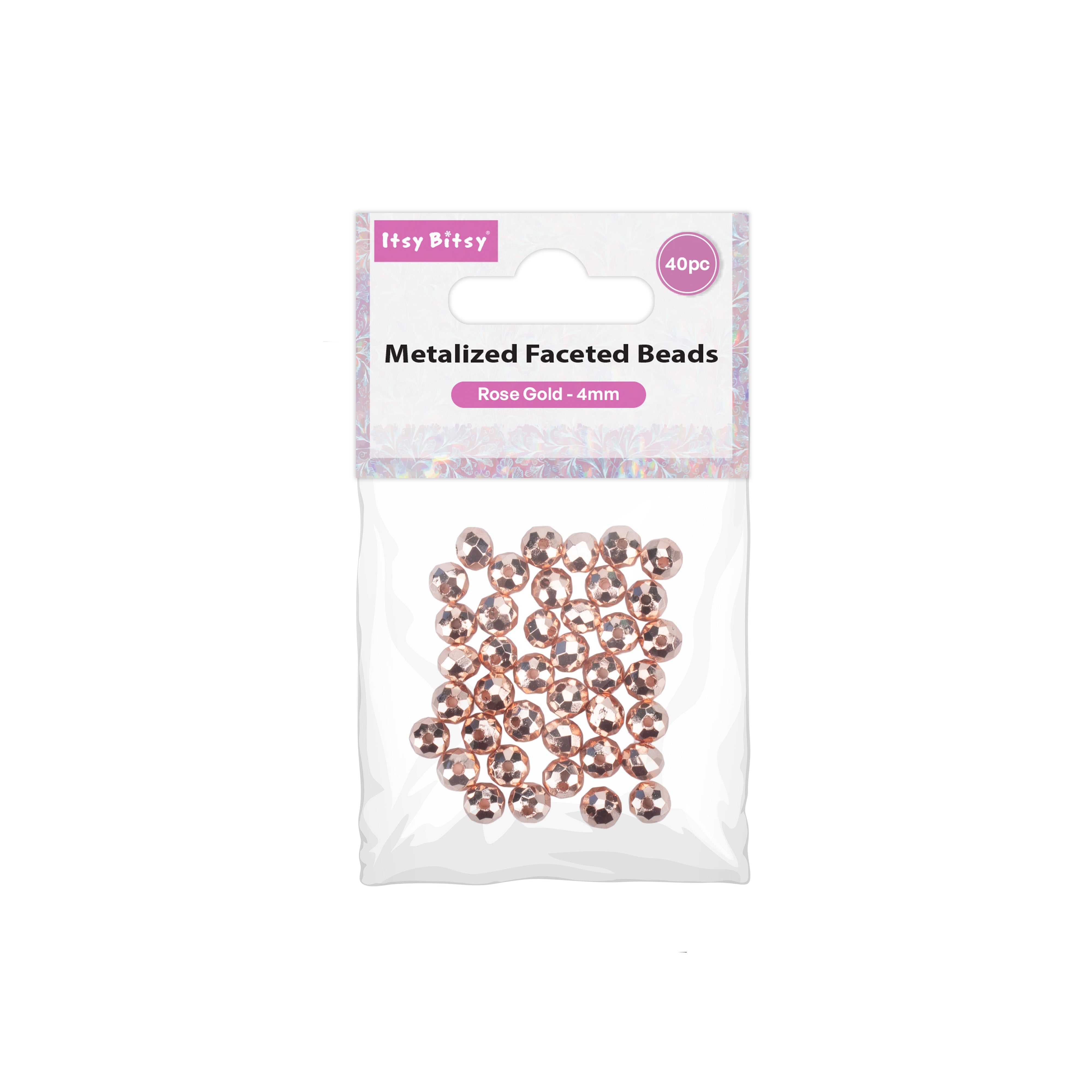 Metalized Crystal Rose Gold 4mm 40pcs PBHC IB