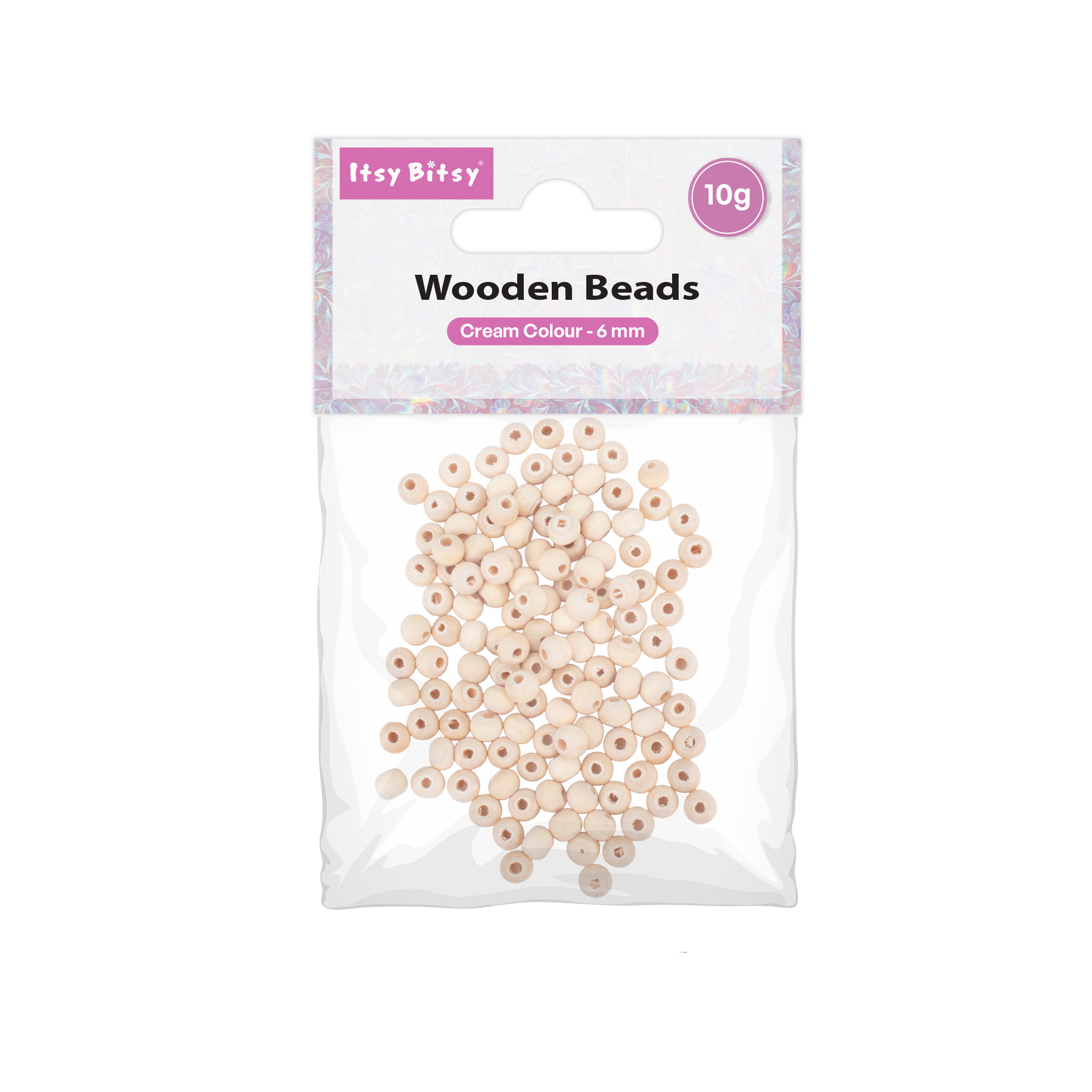 Wooden Beads Cream Colour 6mm 10gm PBHC IB