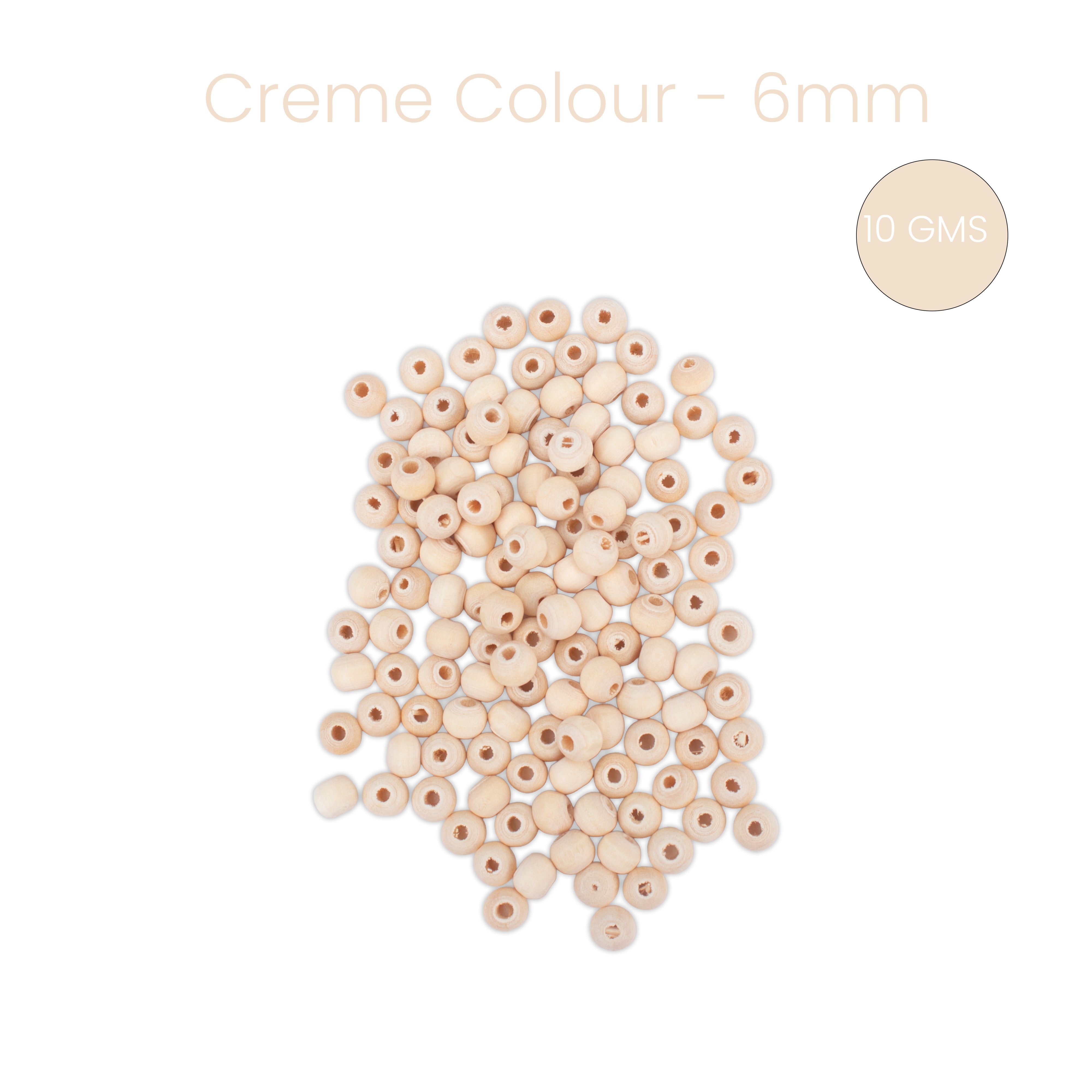 Wooden Beads Cream Colour 6mm 10gm PBHC IB