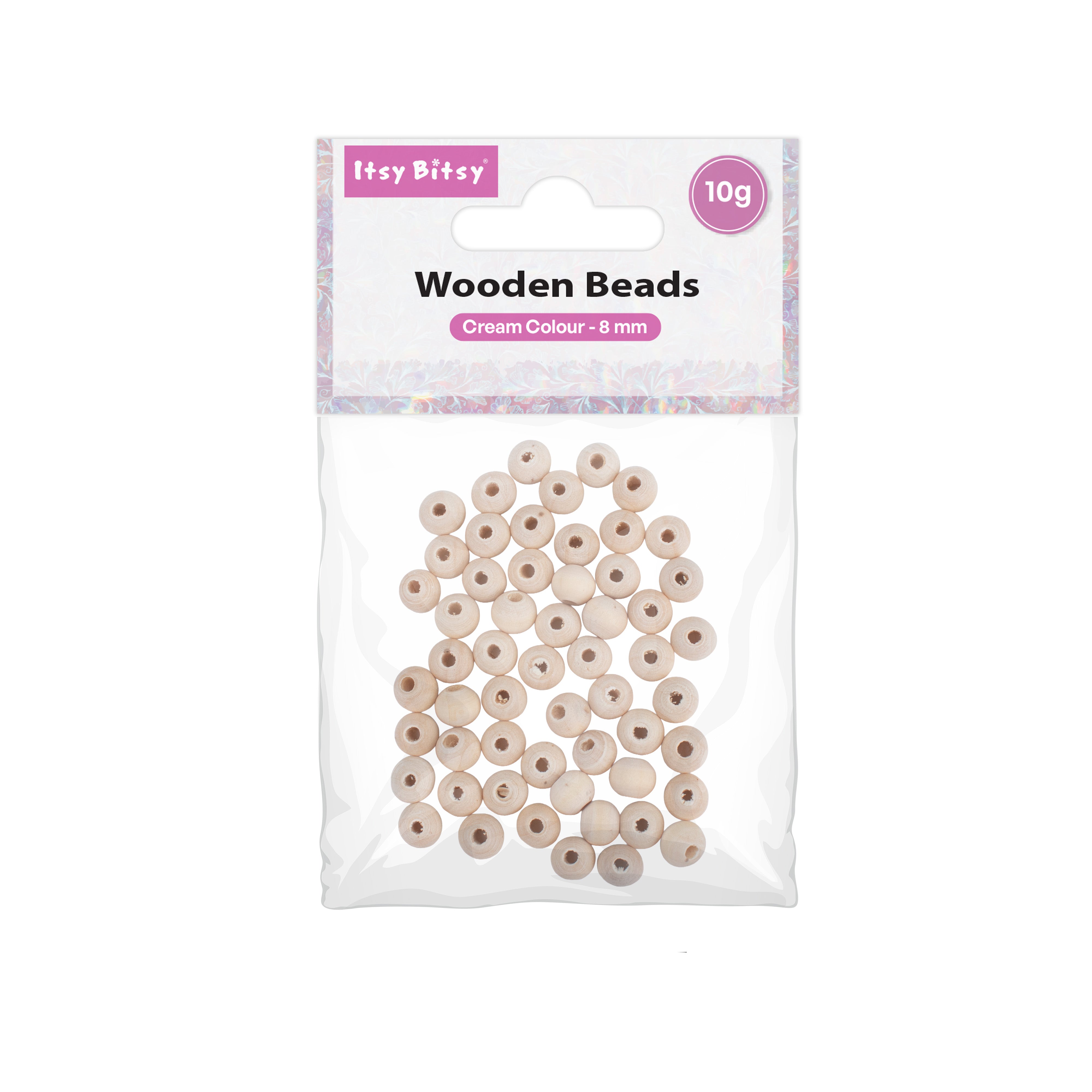 Wooden Beads Cream Colour 8mm 10gm PBHC IB