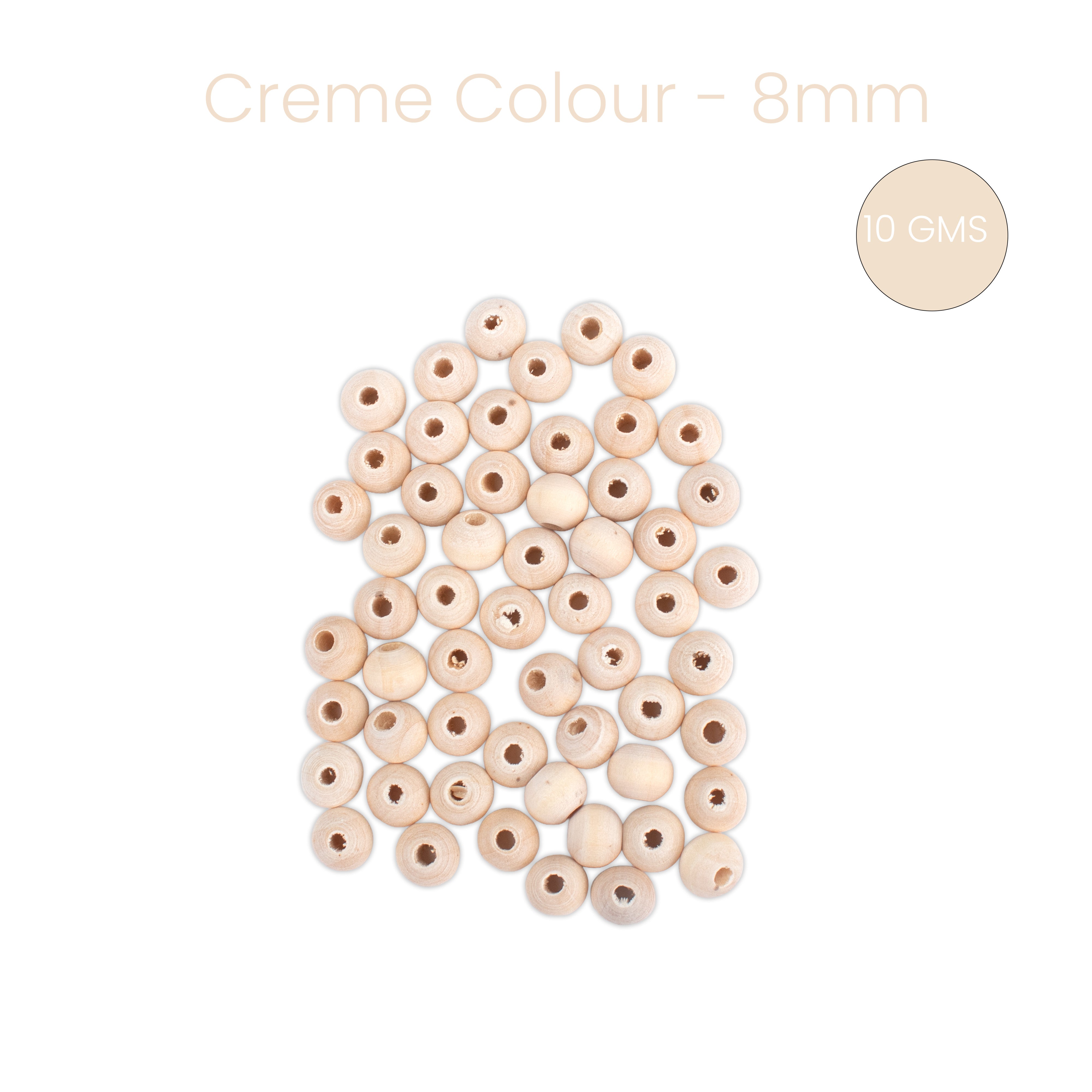 Wooden Beads Cream Colour 8mm 10gm PBHC IB
