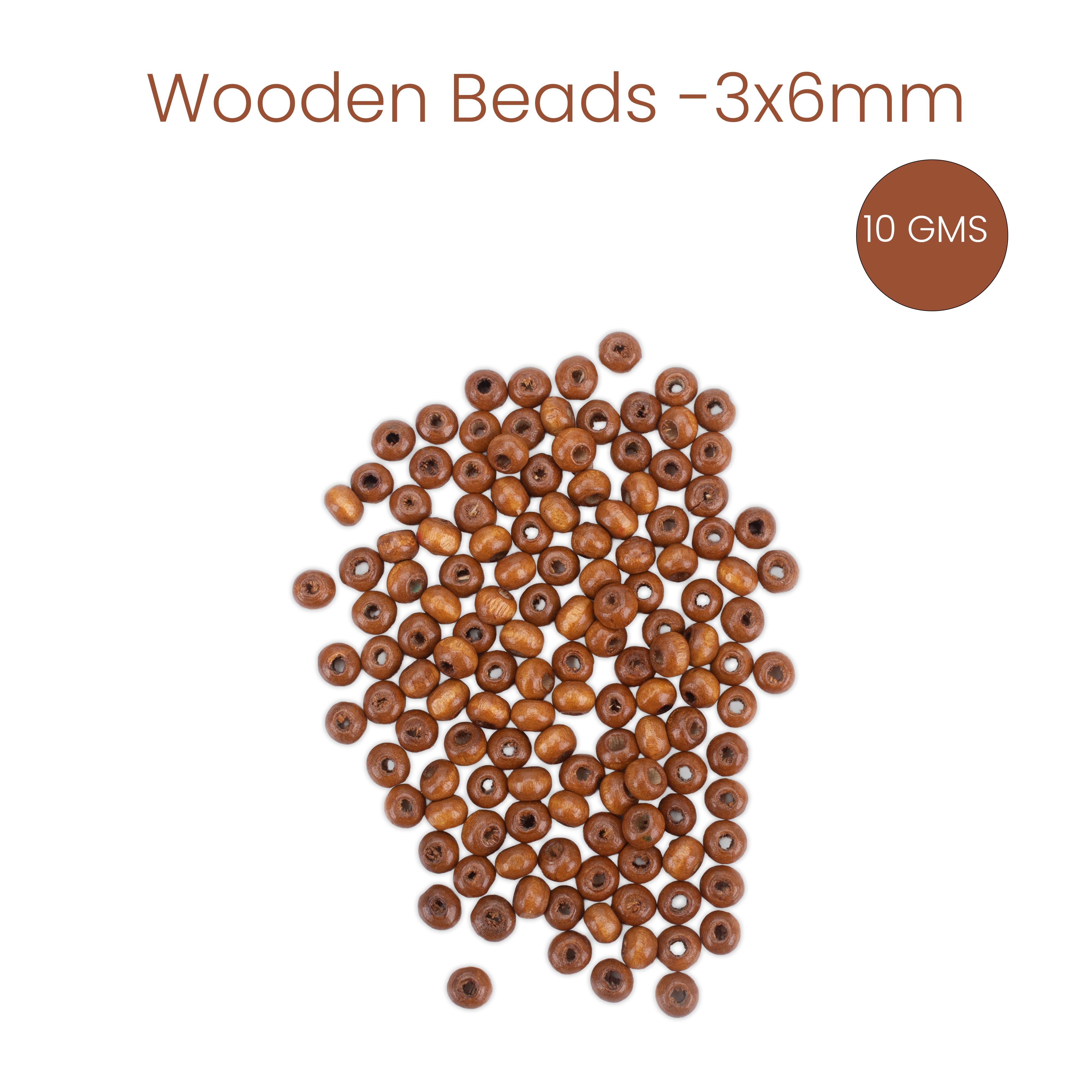 Wooden Beads 3 x 6mm 10gm PBHC IB