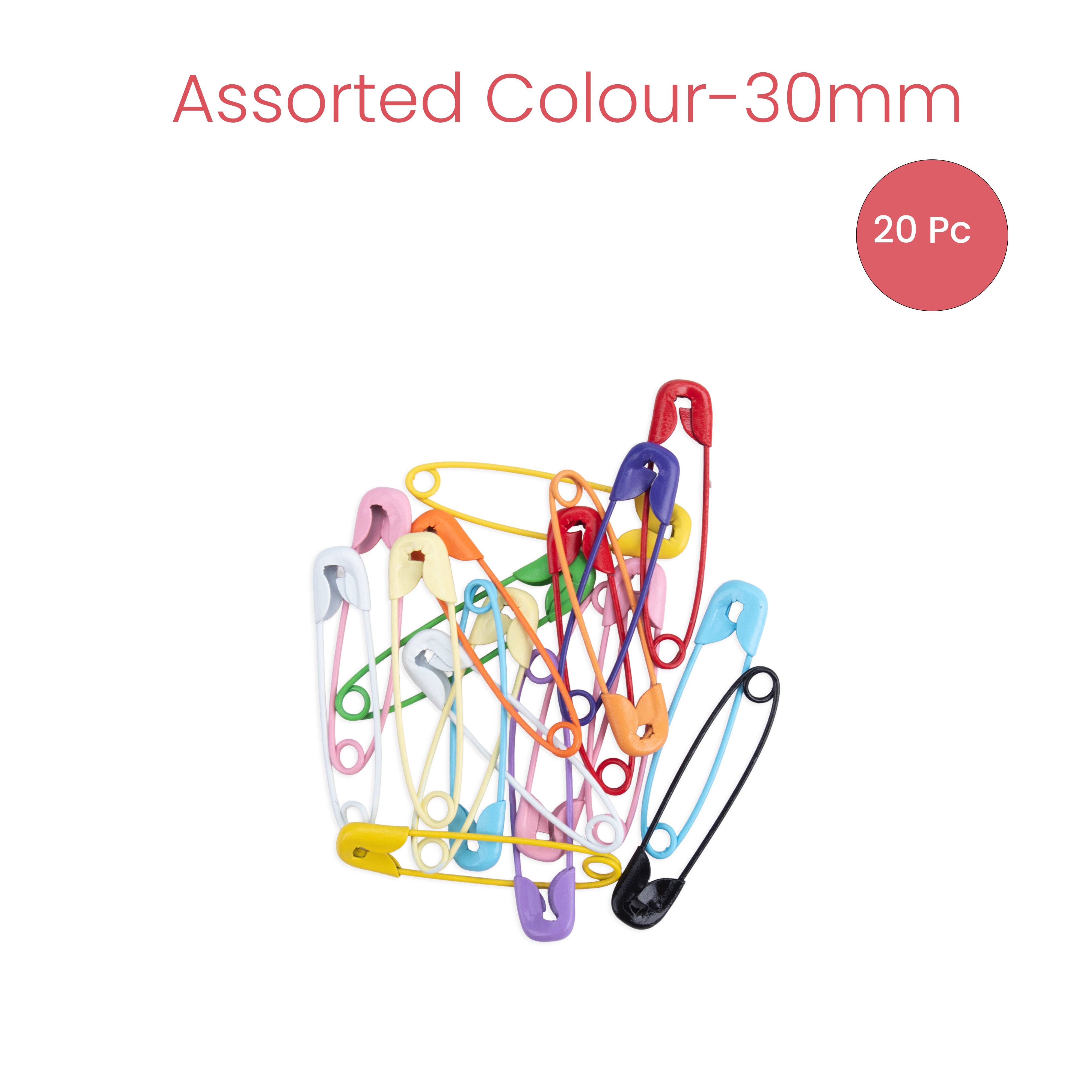 Safety Pin Assorted Colours 31mm 20pc PBHC IB