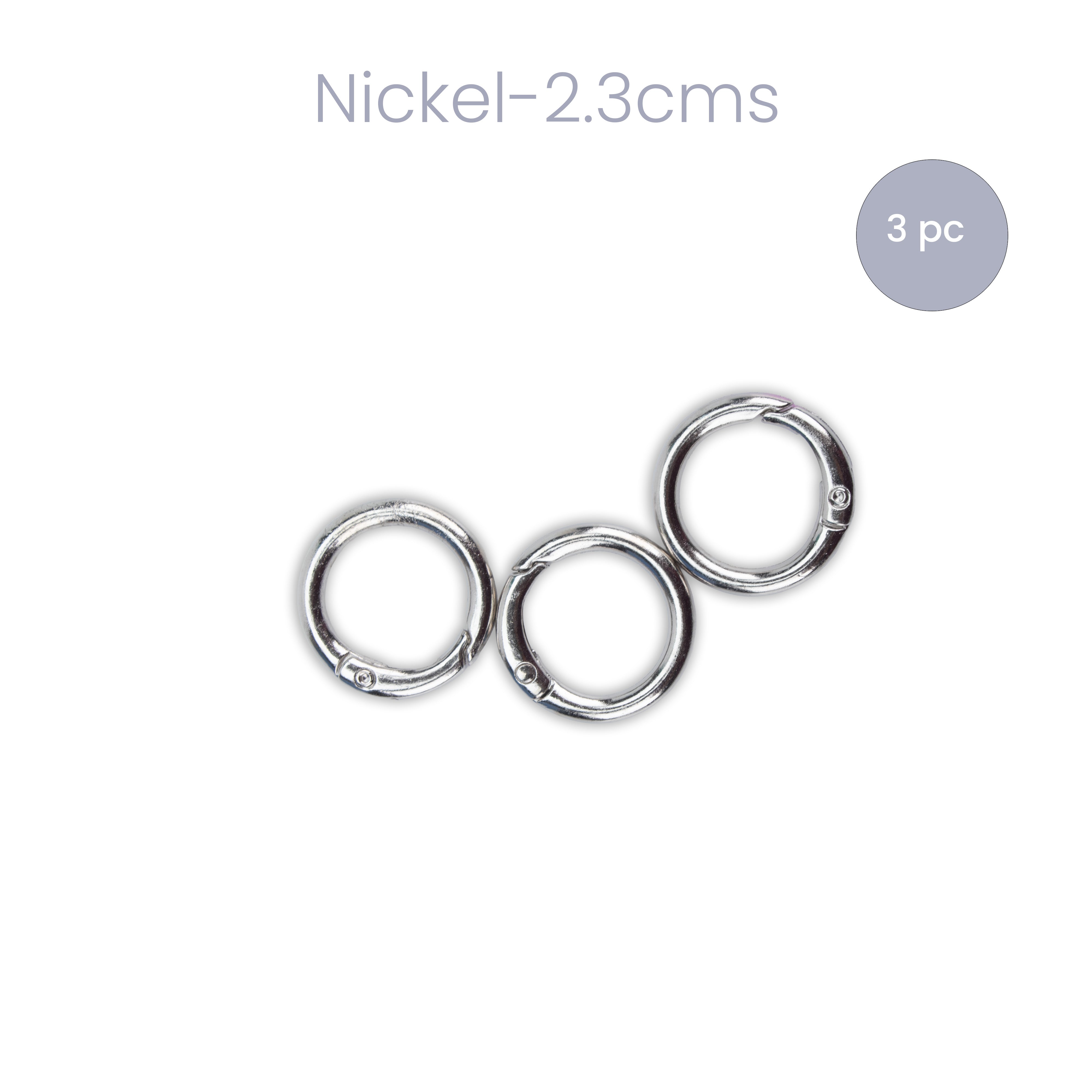 Spring Clasp Keychain Ring / Round Carabiner Hook Silver 1inch Dia 3pc PBHC IB