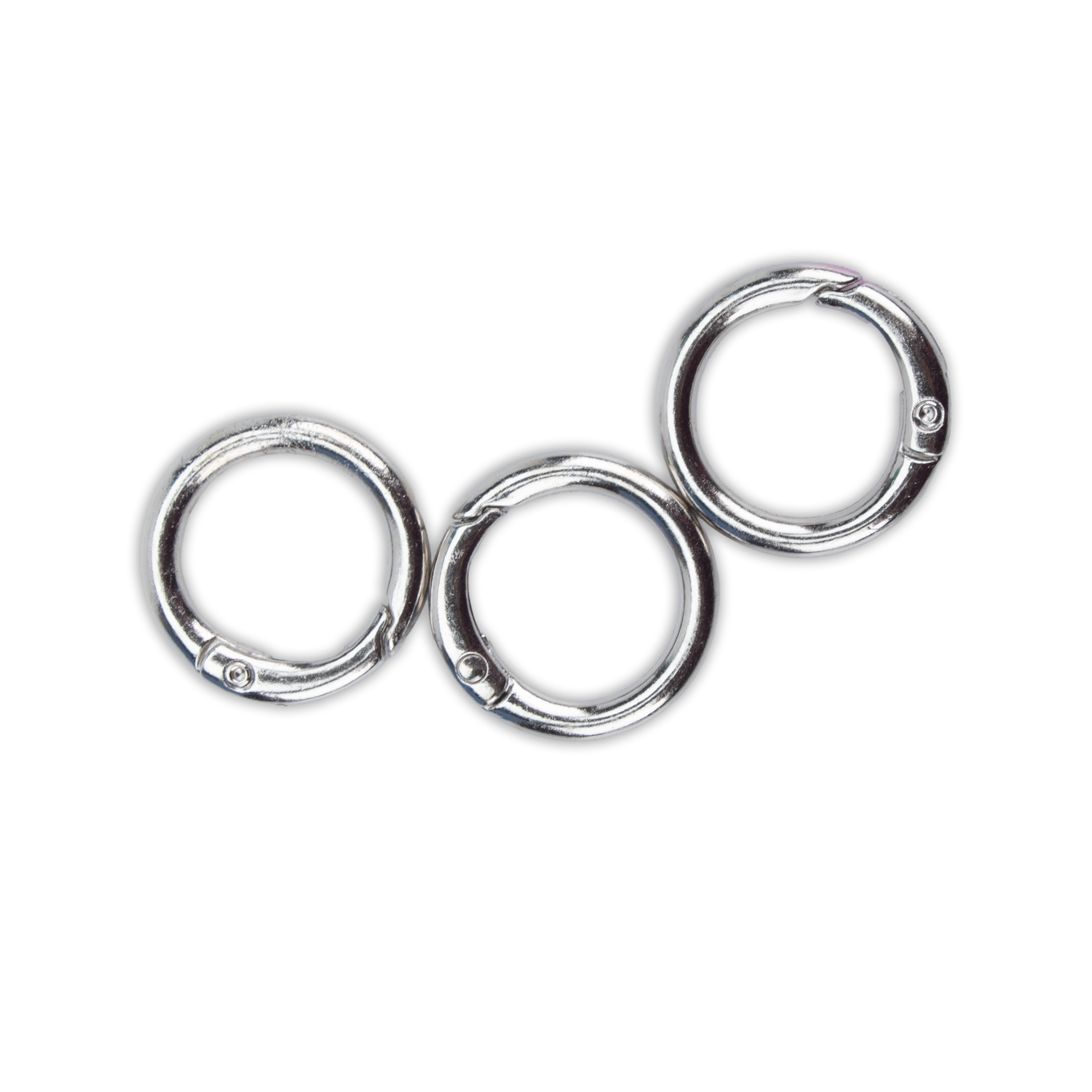 Spring Clasp Keychain Ring / Round Carabiner Hook Silver 1inch Dia 3pc PBHC IB