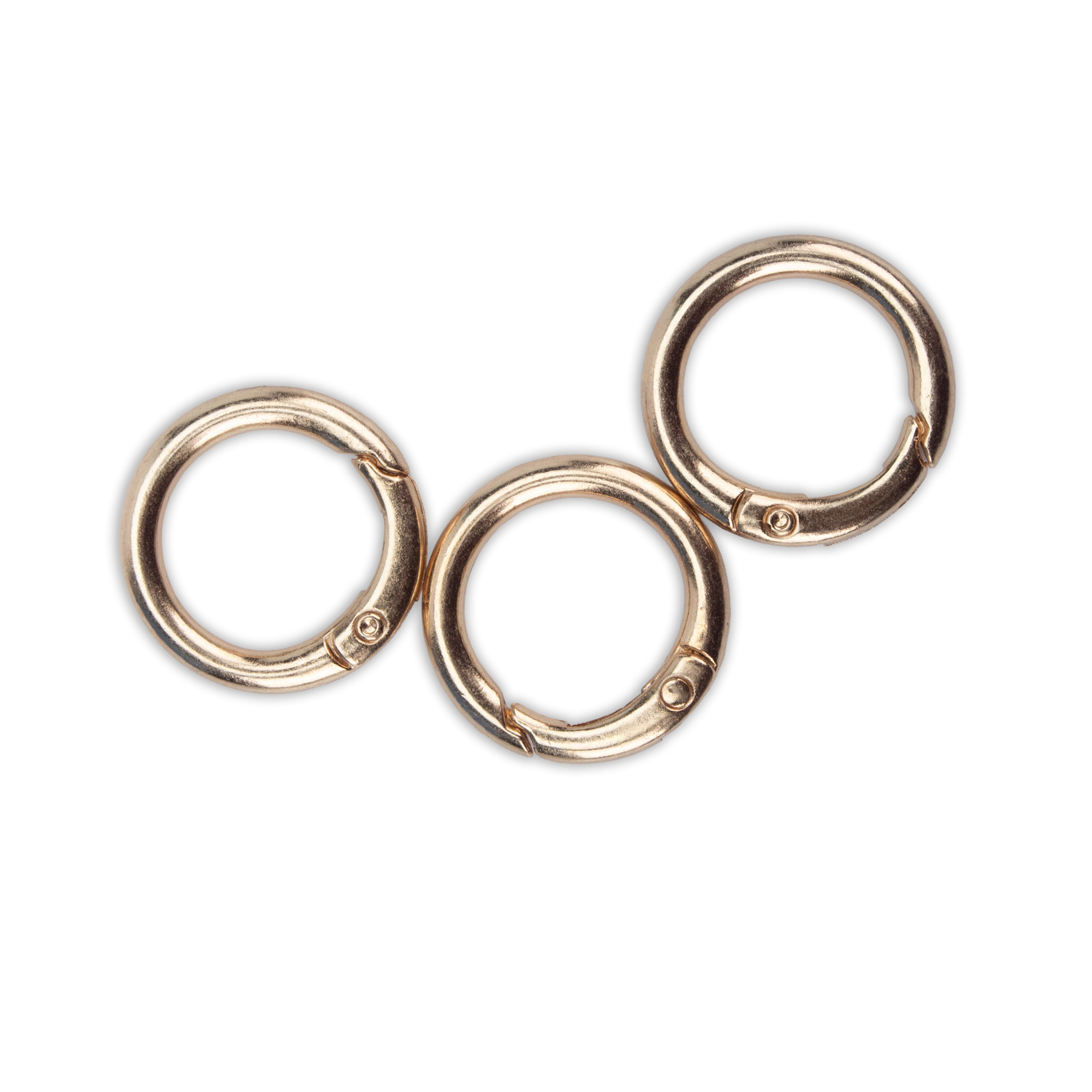 Spring Clasp Keychain Ring / Round Carabiner Hook Gold 1inch Dia 3pc PBHC IB
