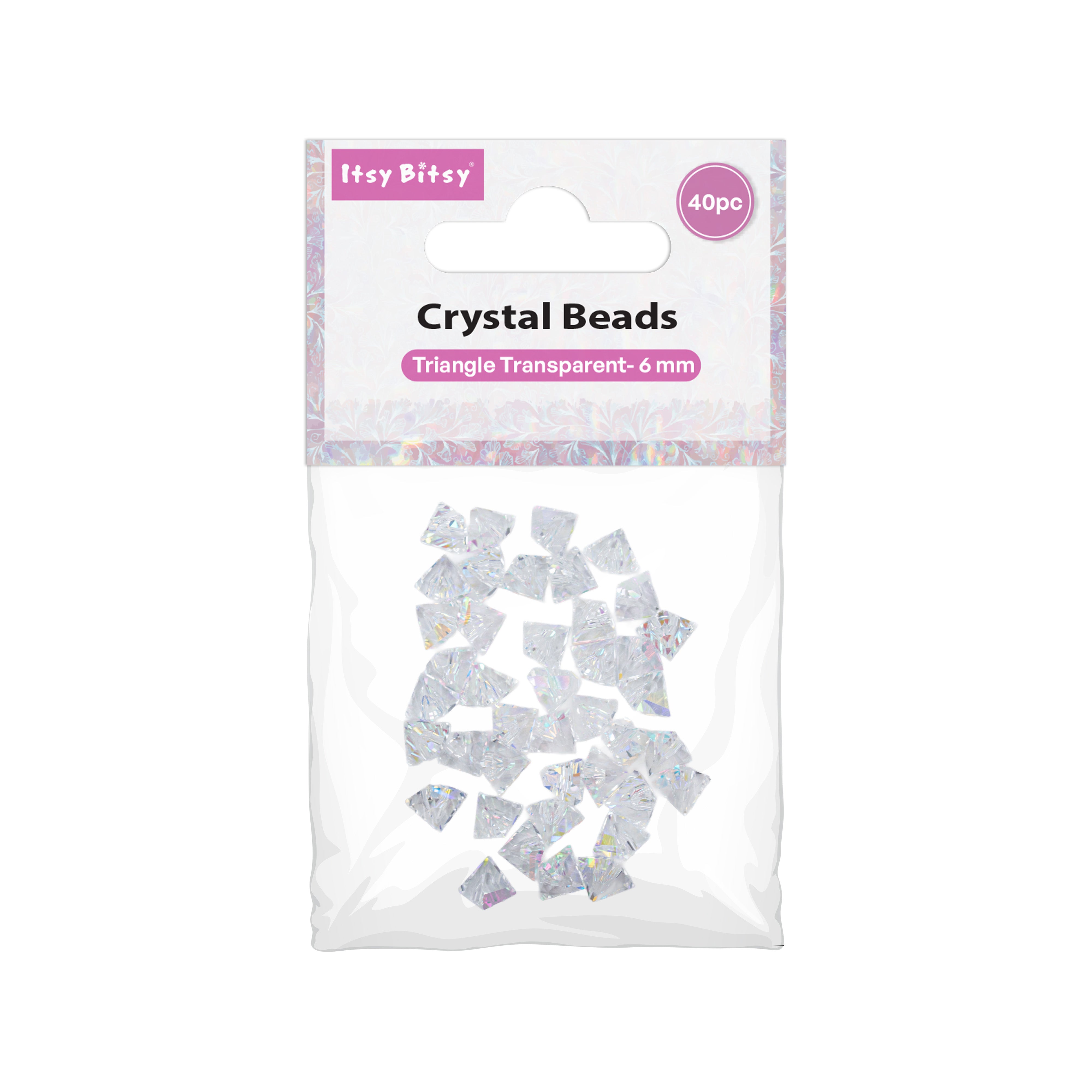 Crystal Beads Triangle Transparent 6mm 40pc PBHC IB
