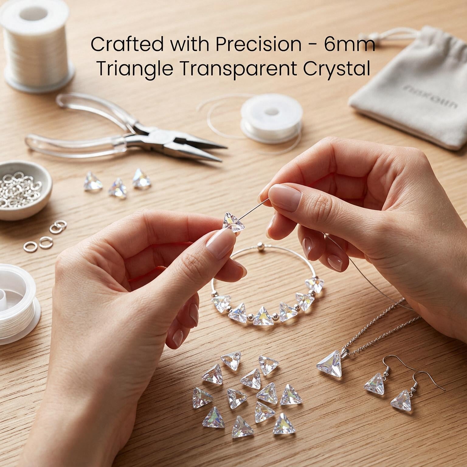 Crystal Beads Triangle Transparent 6mm 40pc PBHC IB